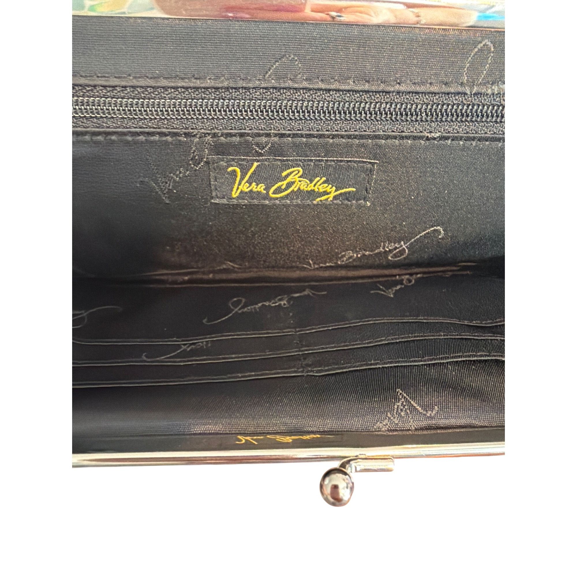 Vera Bradley Vera Bradley Yellow Bird Double Kisslock Clutch Wallet Black Size ONE SIZE - 7 Thumbnail