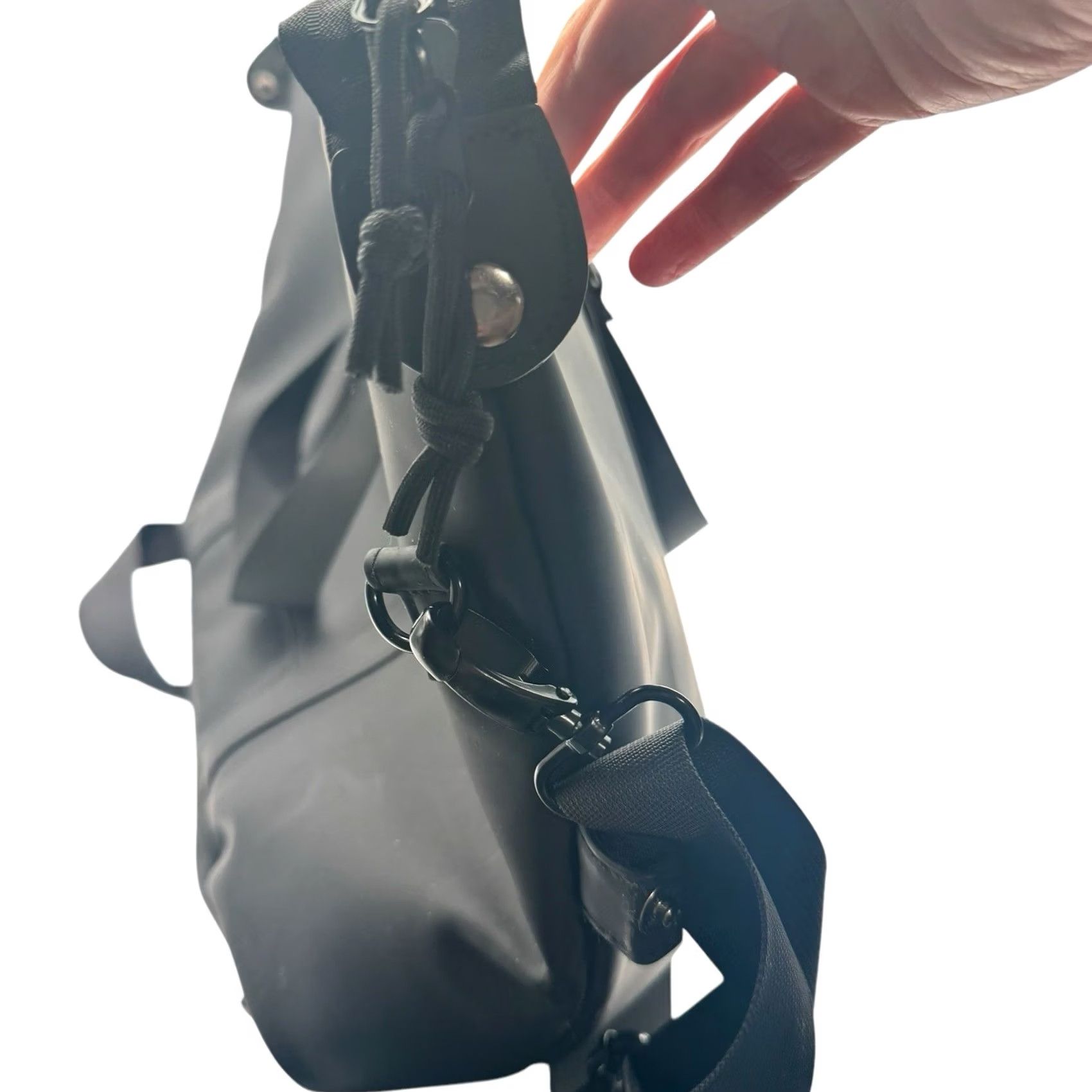 Vintage Duchamp London Black Rubberized Duffle Bag Duffle Army Camouflage USB Strap & Laptop Sleeve 28in 13in 8in Unisex Adults XL Black Navy/Black Size ONE SIZE - 3 Thumbnail