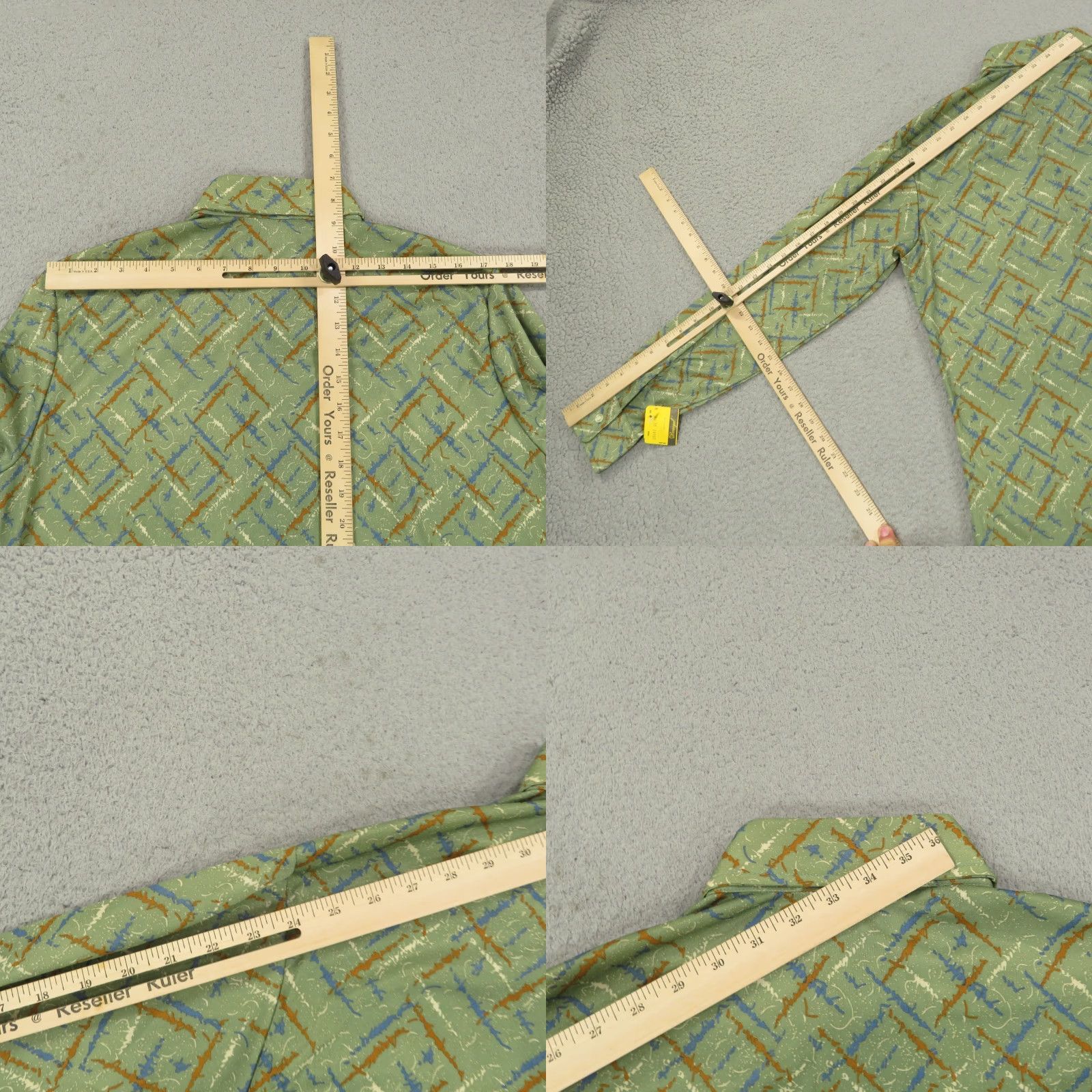 Vintage VINTAGE Donegal Shirt Mens Medium 70s Green Dagger Collar Barbwire Print Disco Crew Size US M / EU 48-50 / 2 - 8 Thumbnail