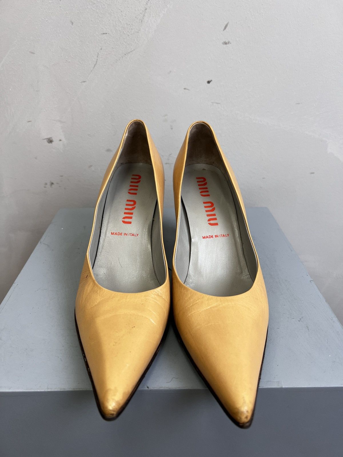 Designer × Miu Miu VINTAGE HYPE HEEL LEATHER MIU MIU SHOES LEATHER Size US 9.5 / IT 39.5 - 1 Thumbnail