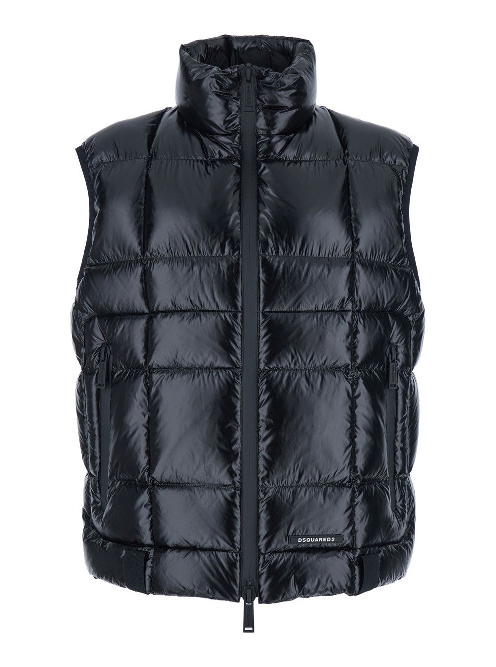Dsquared2 Black Sleeveless Down Jacket with High Neck and Logo Patch on the Front in Tech Fabric Man Size US M / EU 48-50 / 2 - 1 Thumbnail