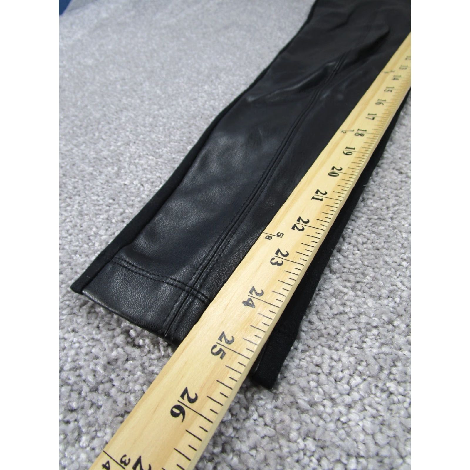Ann Taylor VINTAGE Ann Taylor Leggings Women 00P Black Stretch Pleather Front Casual Ankle Womens Size 24" / US 00 / IT 34 - 3 Thumbnail