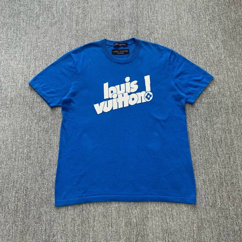 Louis Vuitton Louis Vuitton Blue slogan logo short sleeve Size US XXL / EU 58 / 5 - 1 Thumbnail