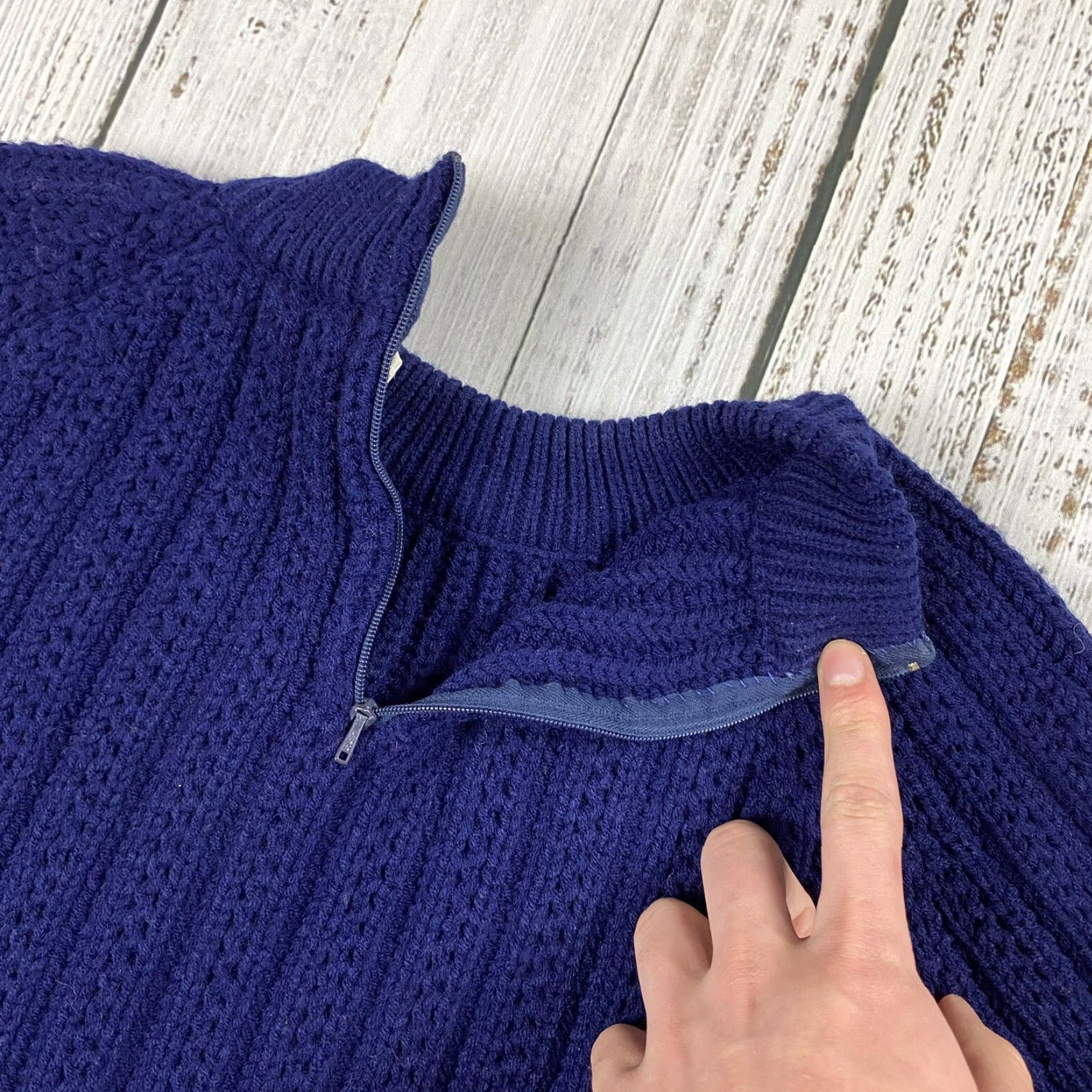 Vintage VINTAGE 1960s Full Fashioned Import Acrylic Sweater Made in Japan Zip Navy Blue Women's M/L Classic Everyday Size M / US 6-8 / IT 42-44 - 6 Thumbnail