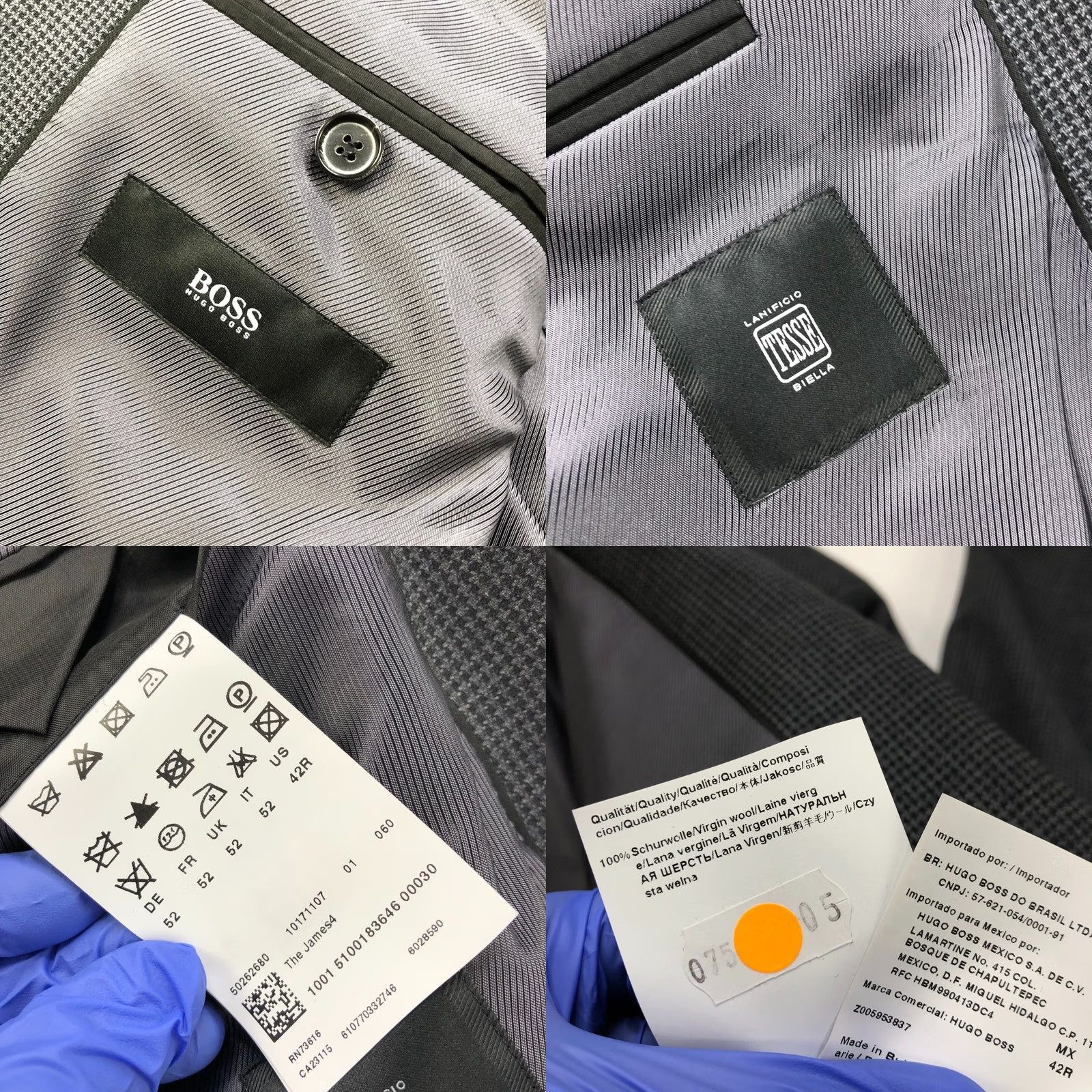 Hugo Boss HUGO BOSS Sport Coat Gray 100% Wool Lanificio Tesse Biella 42 R Single-Breasted Notch Lapel Two-Button Four-Button Sleeve Vintage? No Size US XS / EU 42 / 0 - 9 Thumbnail