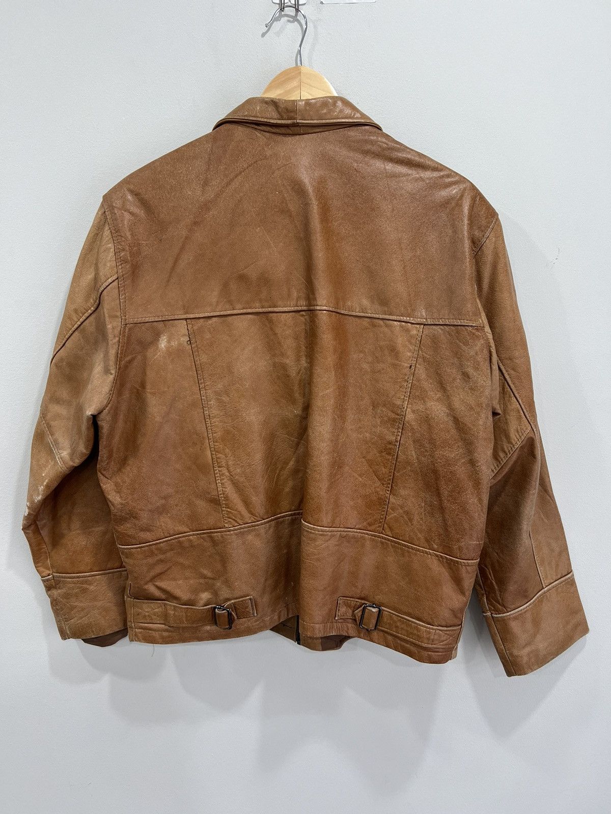 Vintage Vintage Leather Jacket Brown Zip Up faded Size US M / EU 48-50 / 2 - 2 Thumbnail