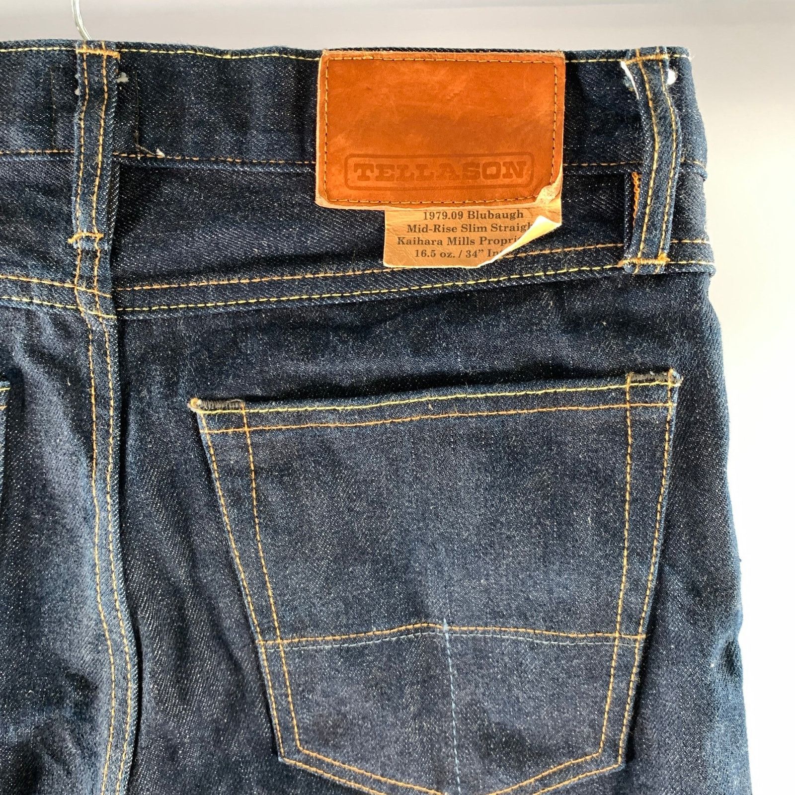 Tellason TELLASON Size 30 Blue Indigo Cotton Straight Selvedge Jeans Size US 30 / EU 46 - 2 Thumbnail