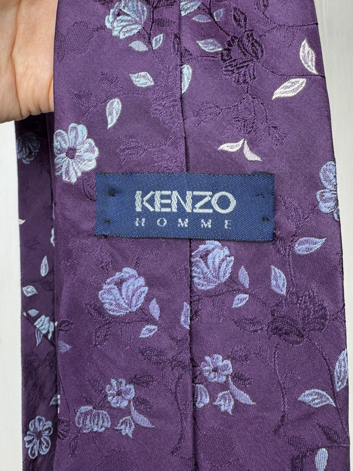 Kenzo Kenzo Homme purple floral flower silk tie Size ONE SIZE - 4 Thumbnail