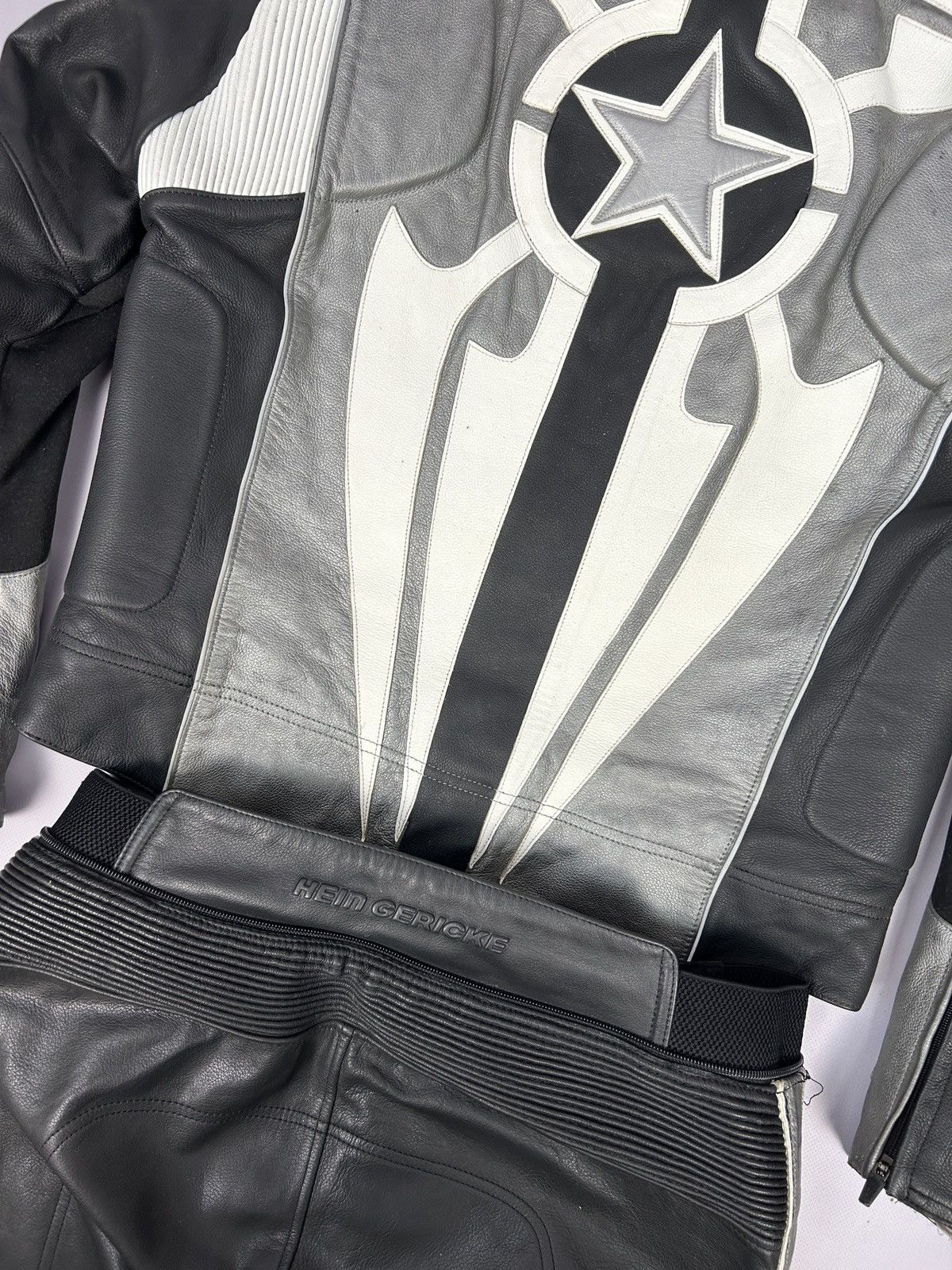 Vintage Hein Gericke 2 Piece Set Leather Motorcycle Jacket Trousers Size US M / EU 48-50 / 2 - 22 Thumbnail