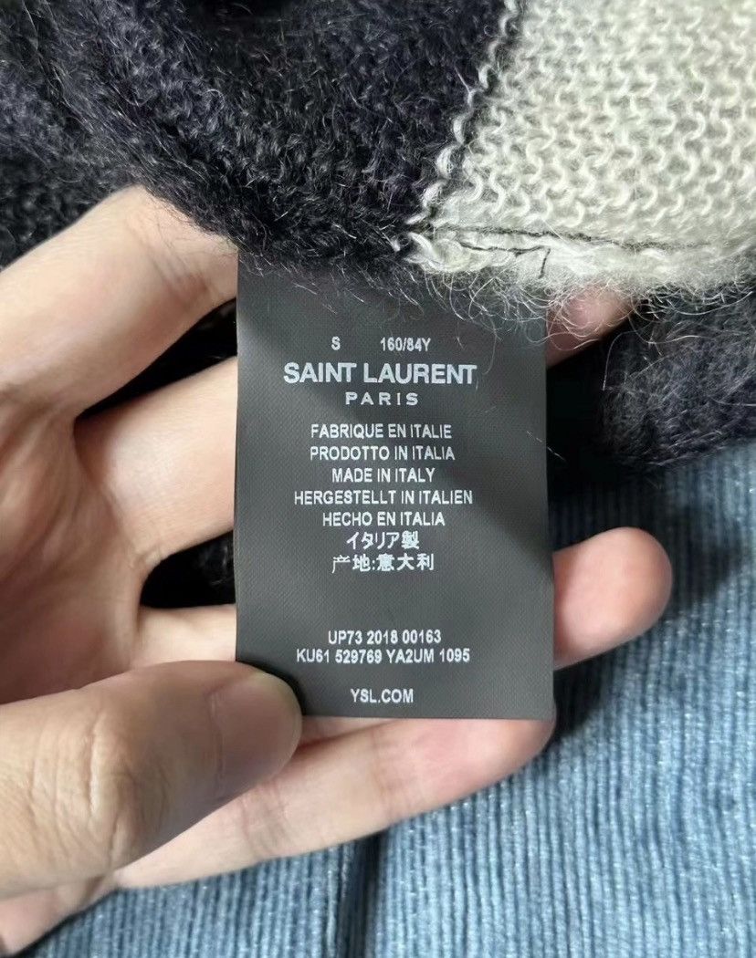 Saint Laurent black and white destruction mohair sweater