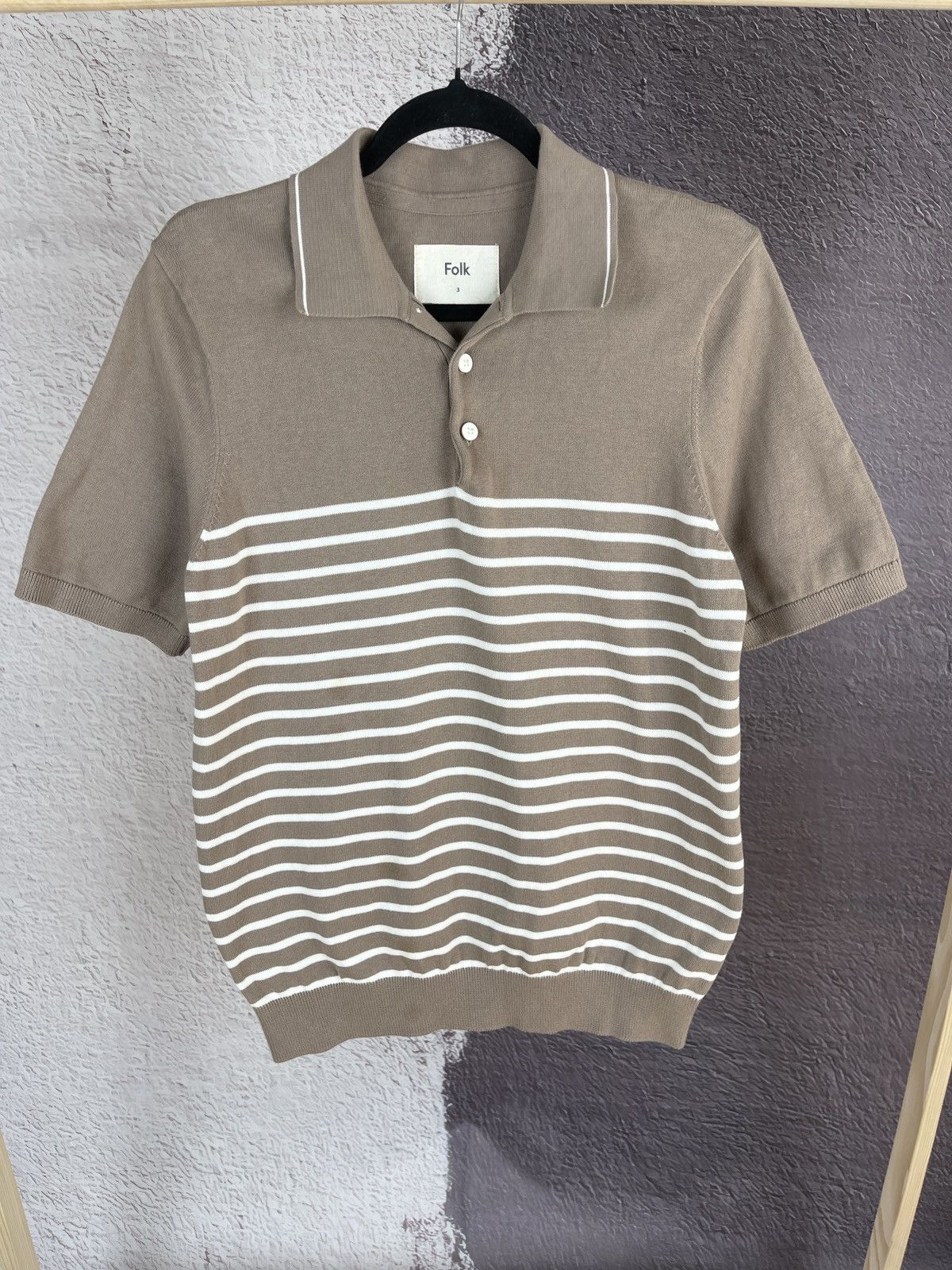 Folk Folk beige striped polo tee shirt Size US M / EU 48-50 / 2 - 4 Thumbnail