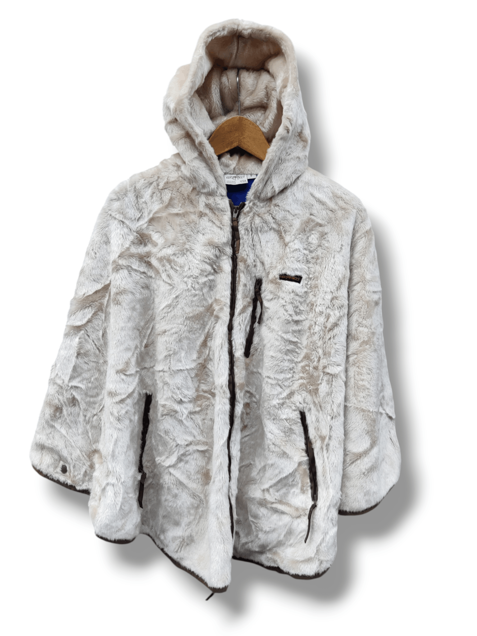 Vintage Gramicci Usa Faux Fur Sherling Poncho Jacket, Men's