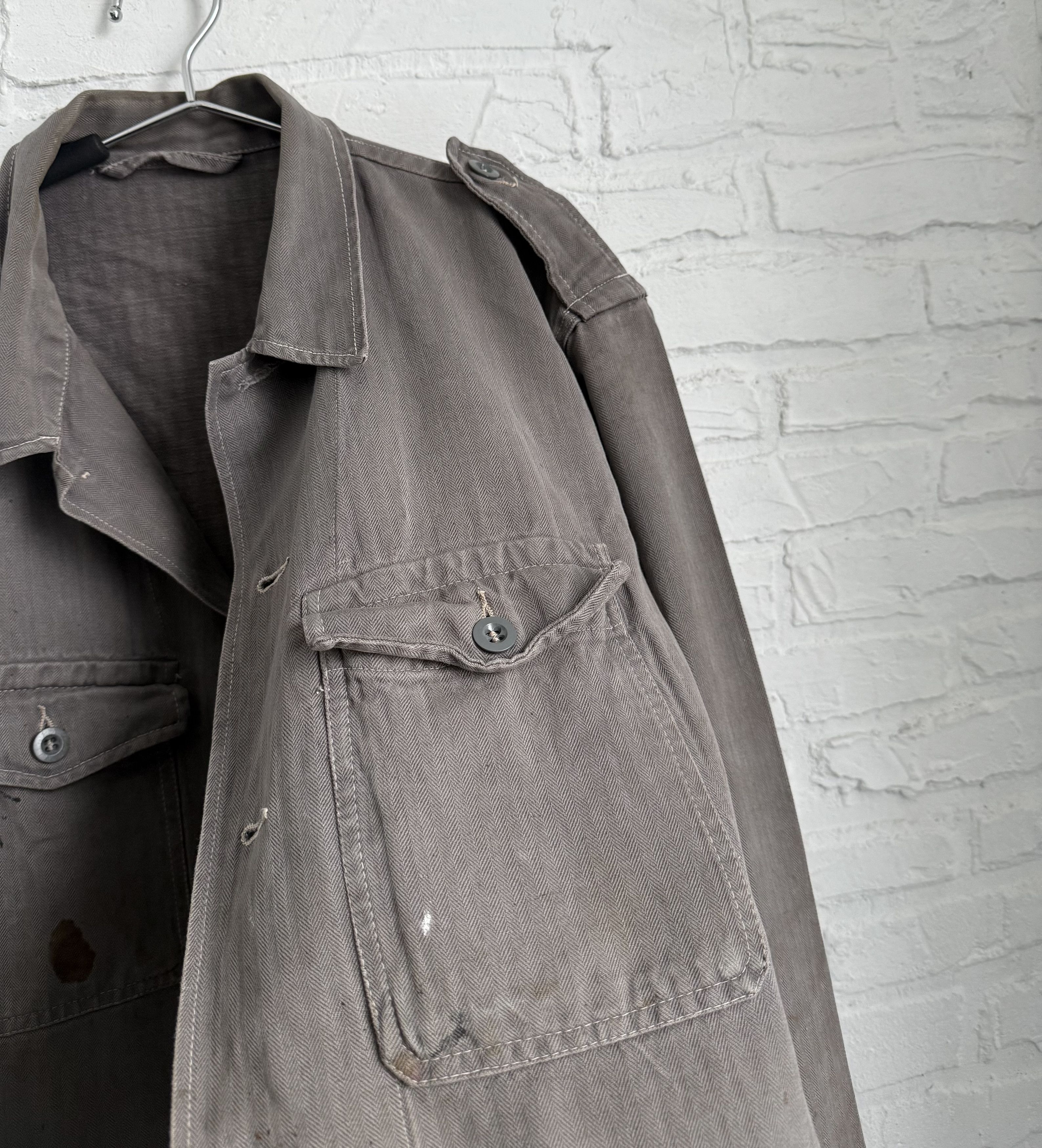 Vintage RARE 1930s 1940s Brown Moleskin French Chore Jacket Size US L / EU 52-54 / 3 - 21 Thumbnail