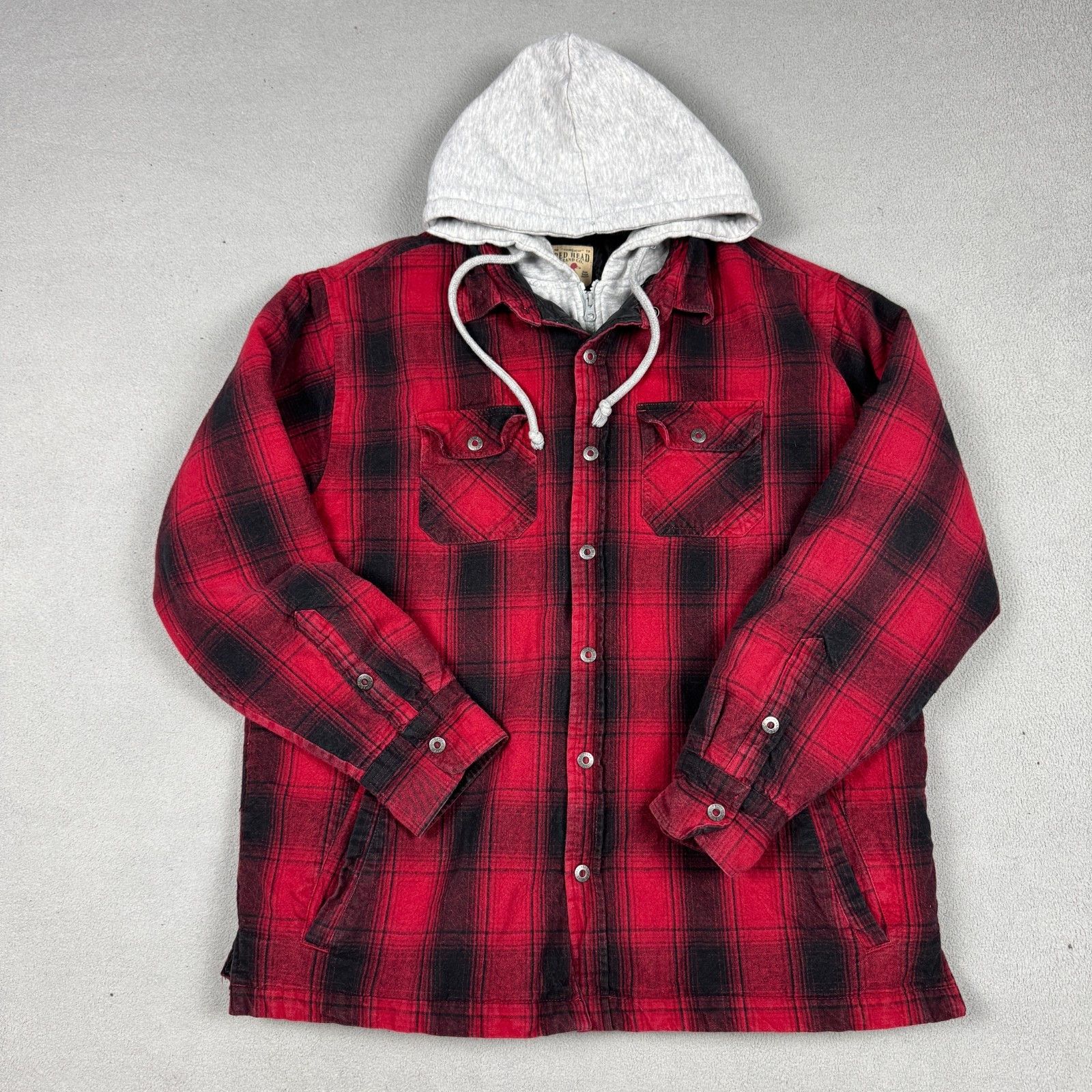 Vintage Vintage Red Head Hooded Flannel Shacket Buffalo Plaid XL Size US XL / EU 56 / 4 - 2 Thumbnail