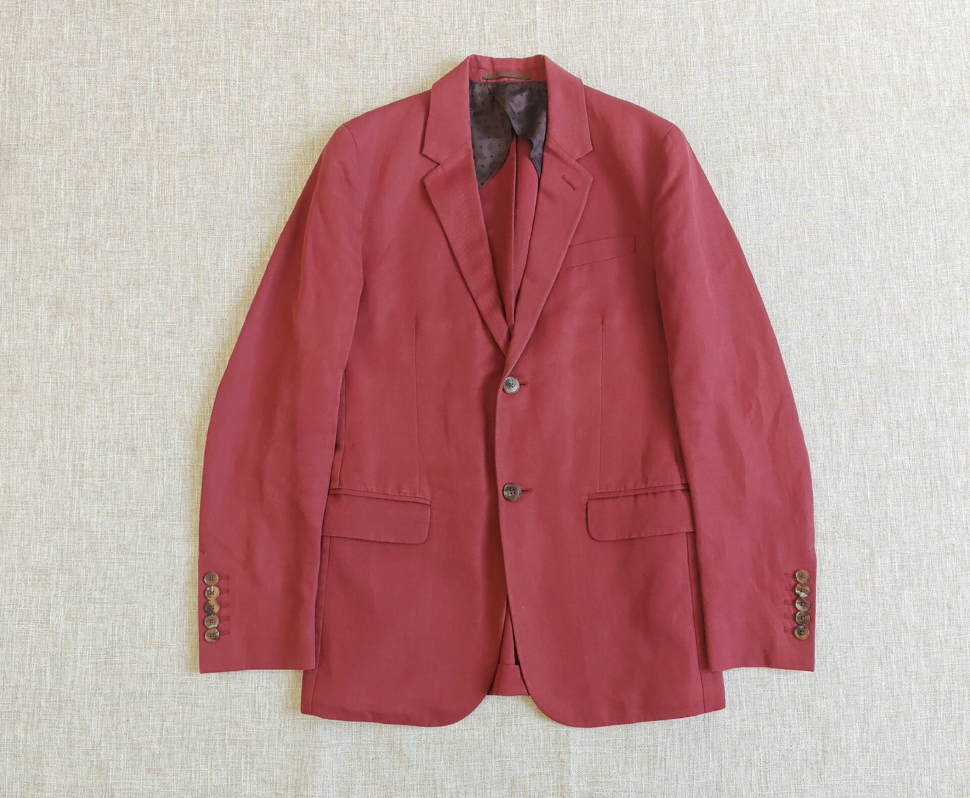 Gucci Gucci Men's Burgundy Suit Jacket Size US S / EU 44-46 / 1 - 1 Thumbnail