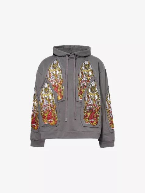 Who Decides War o1h1sh10525 Flame Glass Embroidered Pullover in Grey Size US XXL / EU 58 / 5 - 1 Thumbnail