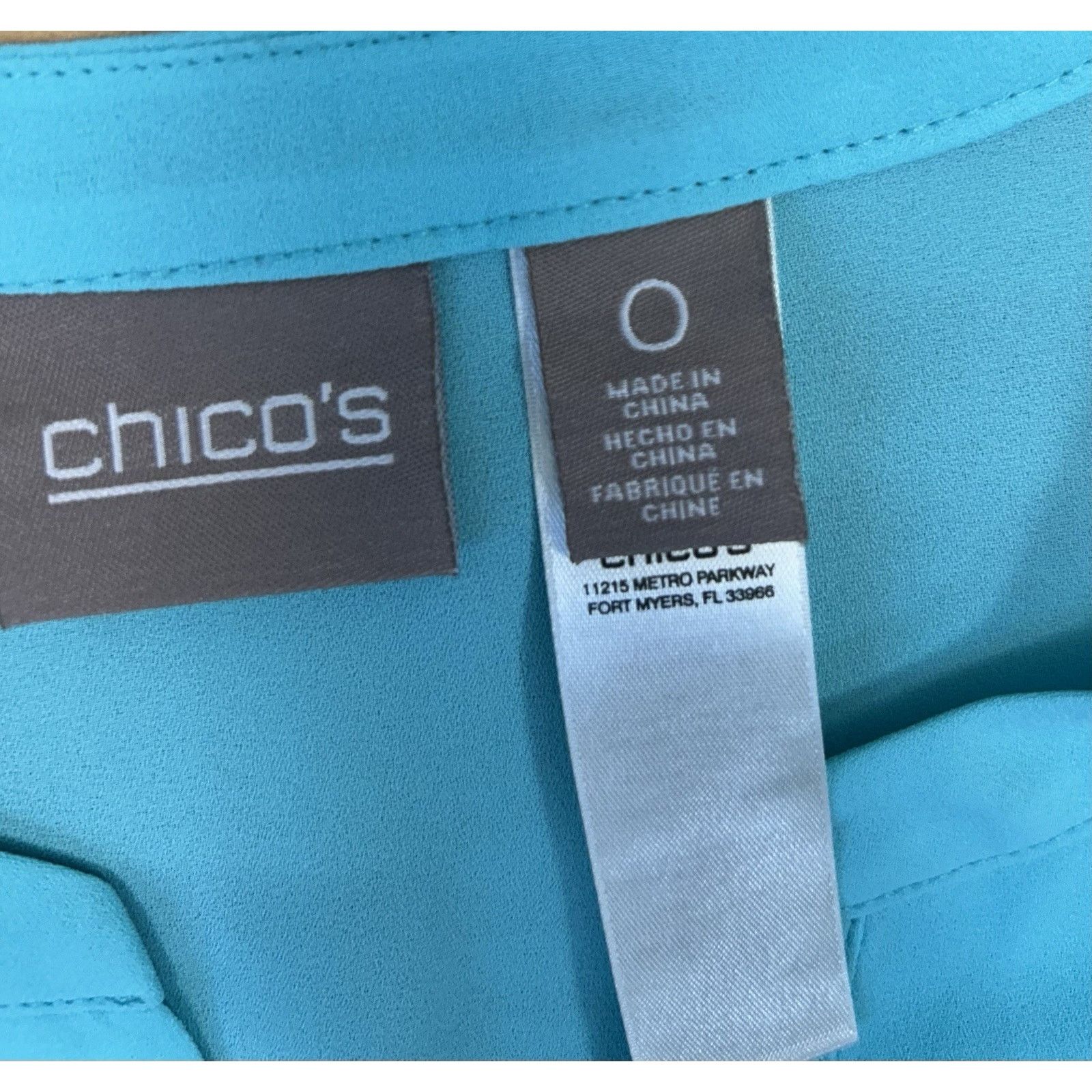 Chicos CHICO'S Size 0 Small Womens Teal Split Neck Blouse Size S / US 4 / IT 40 - 8 Thumbnail