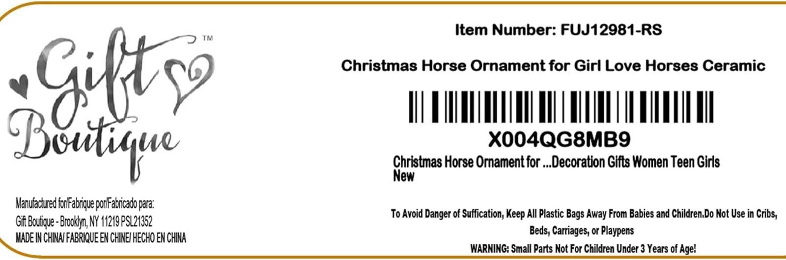 Other Christmas Horse Ornament for Girl Love Horses Ceramic Size ONE SIZE - 2 Thumbnail