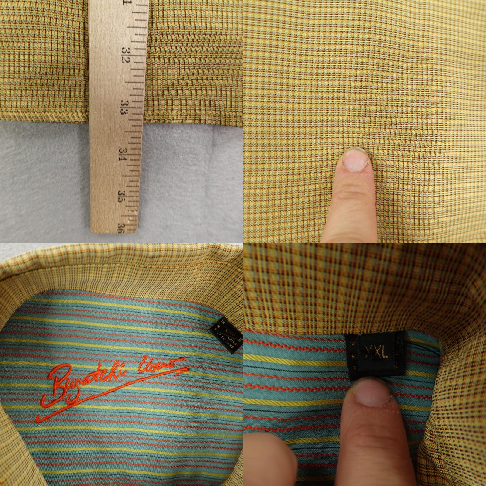BUGATCHI Bugatchi Uomo Shirt Mens 2XL Yellow Plaid Button-Up Long Sleeve Luxury Casual Shirt Size US XXL / EU 58 / 5 - 8 Thumbnail