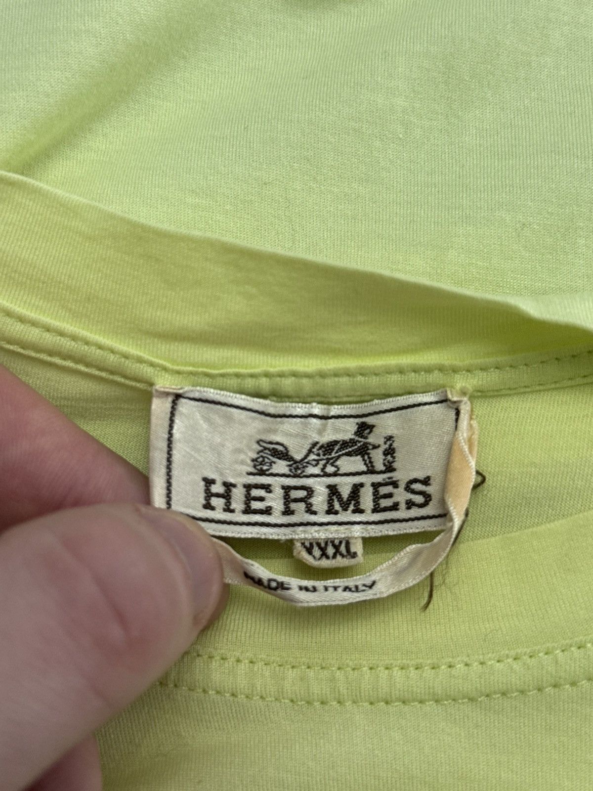 Hermes Hermes Men’s Cotton T Shirt Light Green Small Pocket Size US XXL / EU 58 / 5 - 7 Thumbnail