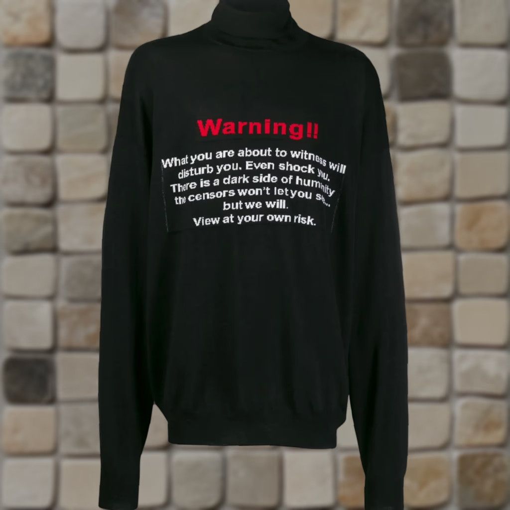 Vetements VETEMENTS Unisex Adult Turtle-Neck Sweater M Merino Wool Black Pullover Knit 100% Merino Wool Designer Streetwear, Oversized, Italy, 1990s? Size US M / EU 48-50 / 2 - 1 Thumbnail