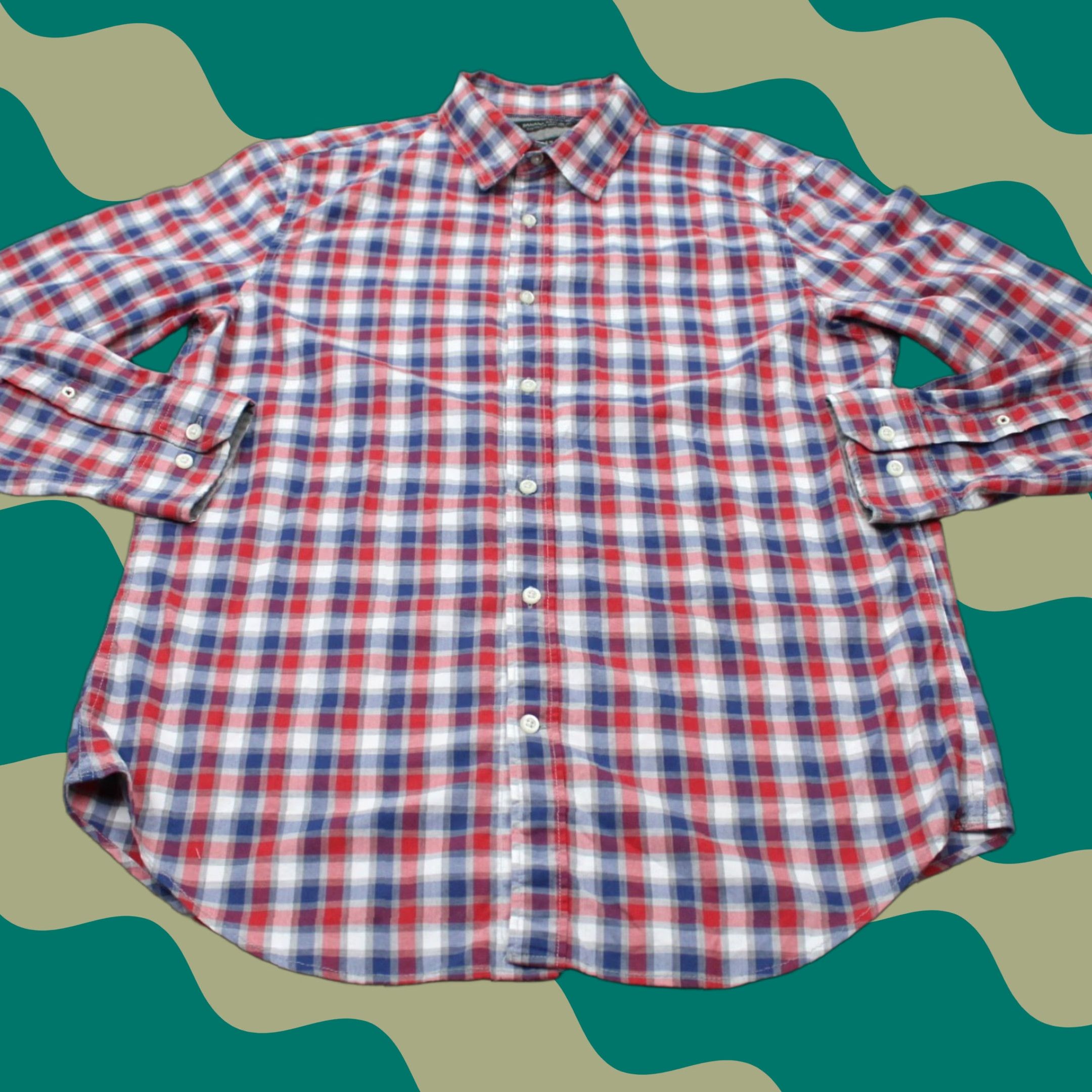 Banana Republic Banana Republic Camden Fit Shirt Mens Medium Red/Blue Plaid Button-Up, 100% Cotton, Button Front, Long Sleeve, Regular Fit Size US M / EU 48-50 / 2 - 1 Thumbnail