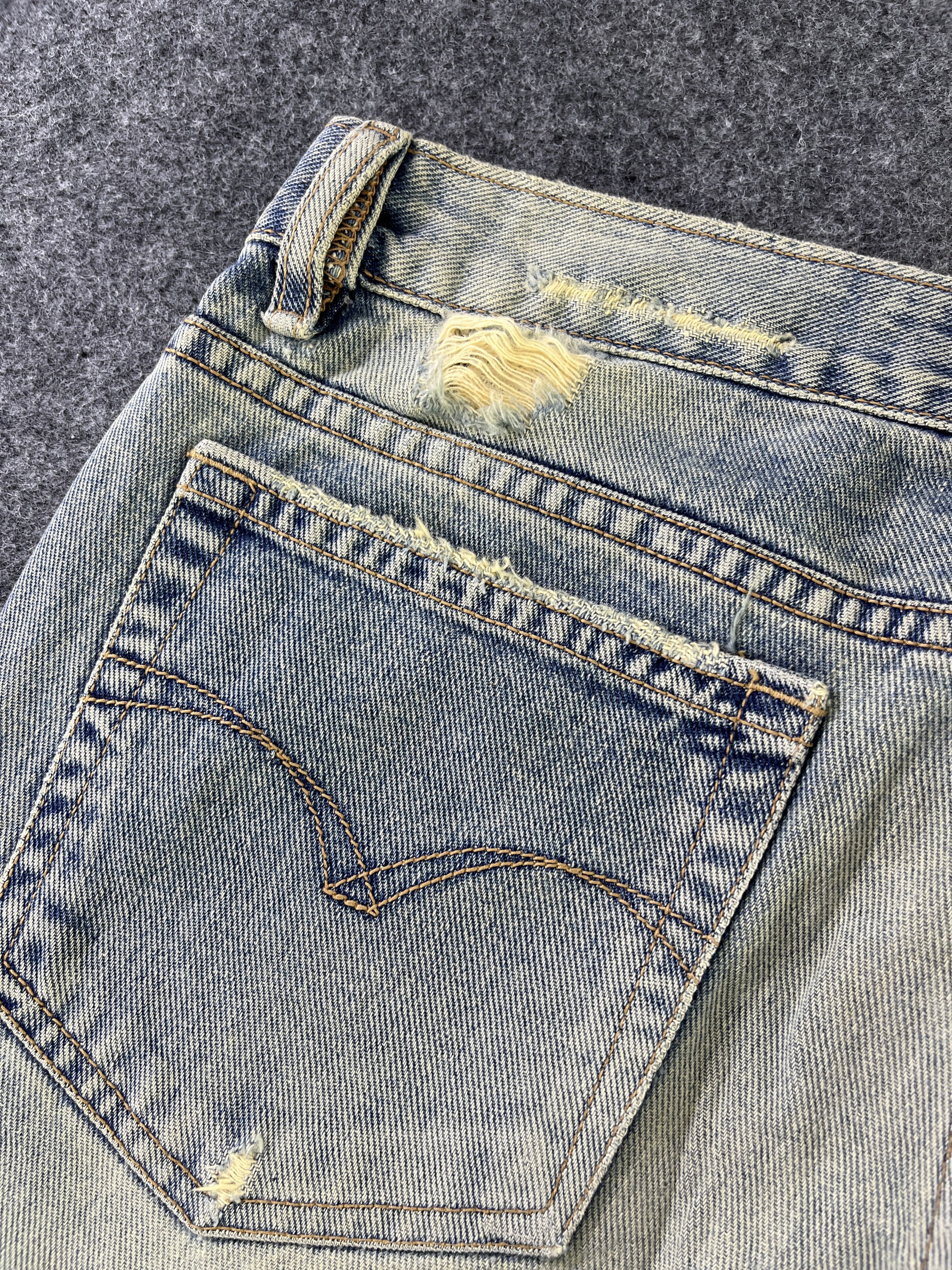 Japanese Brand G Jon Distressed Jeans Flare Denim - J945 Size 29" - 15 Thumbnail