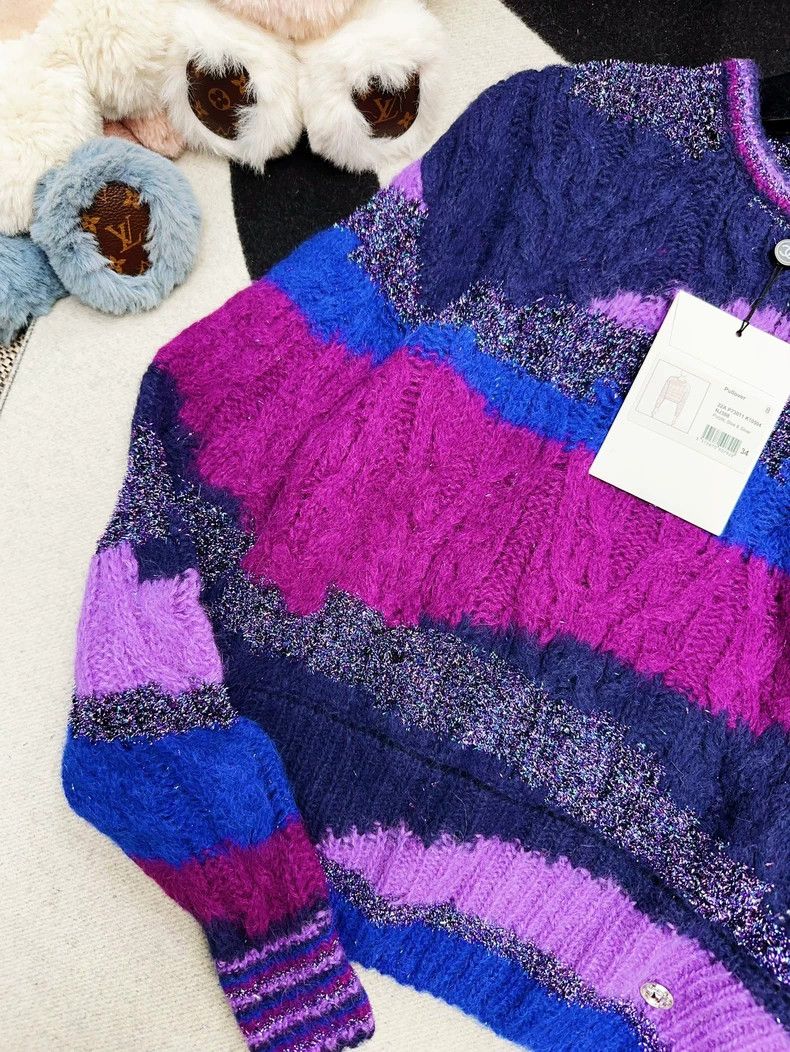 Chanel Chanel 22A purple and blue color-blocked alpaca sweater Size XXS / US 00 / IT 34 - 3 Thumbnail