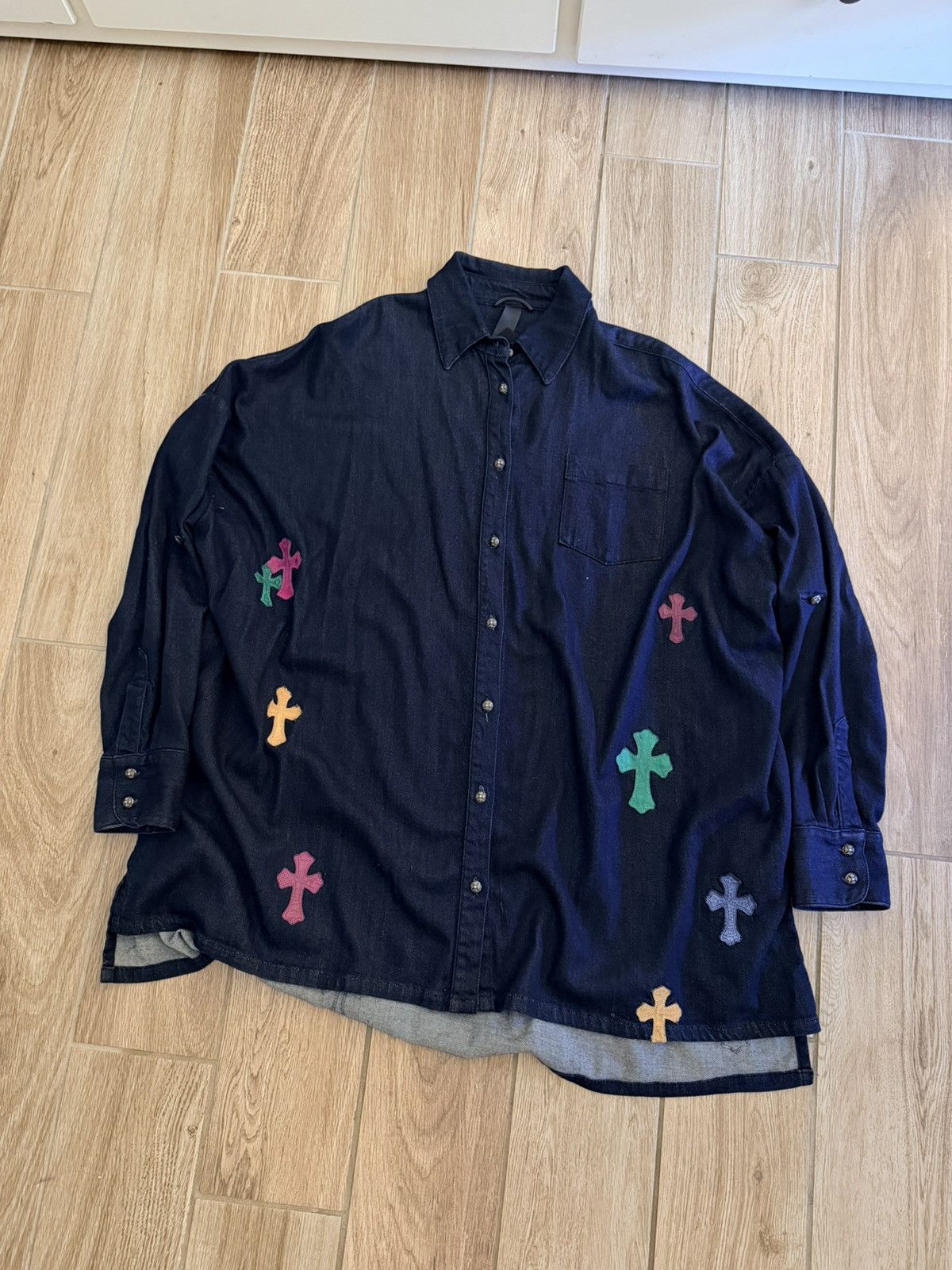 Chrome Hearts Chrome Hearts Multi Color Denim Button Up Size US XXL / EU 58 / 5 - 10 Thumbnail