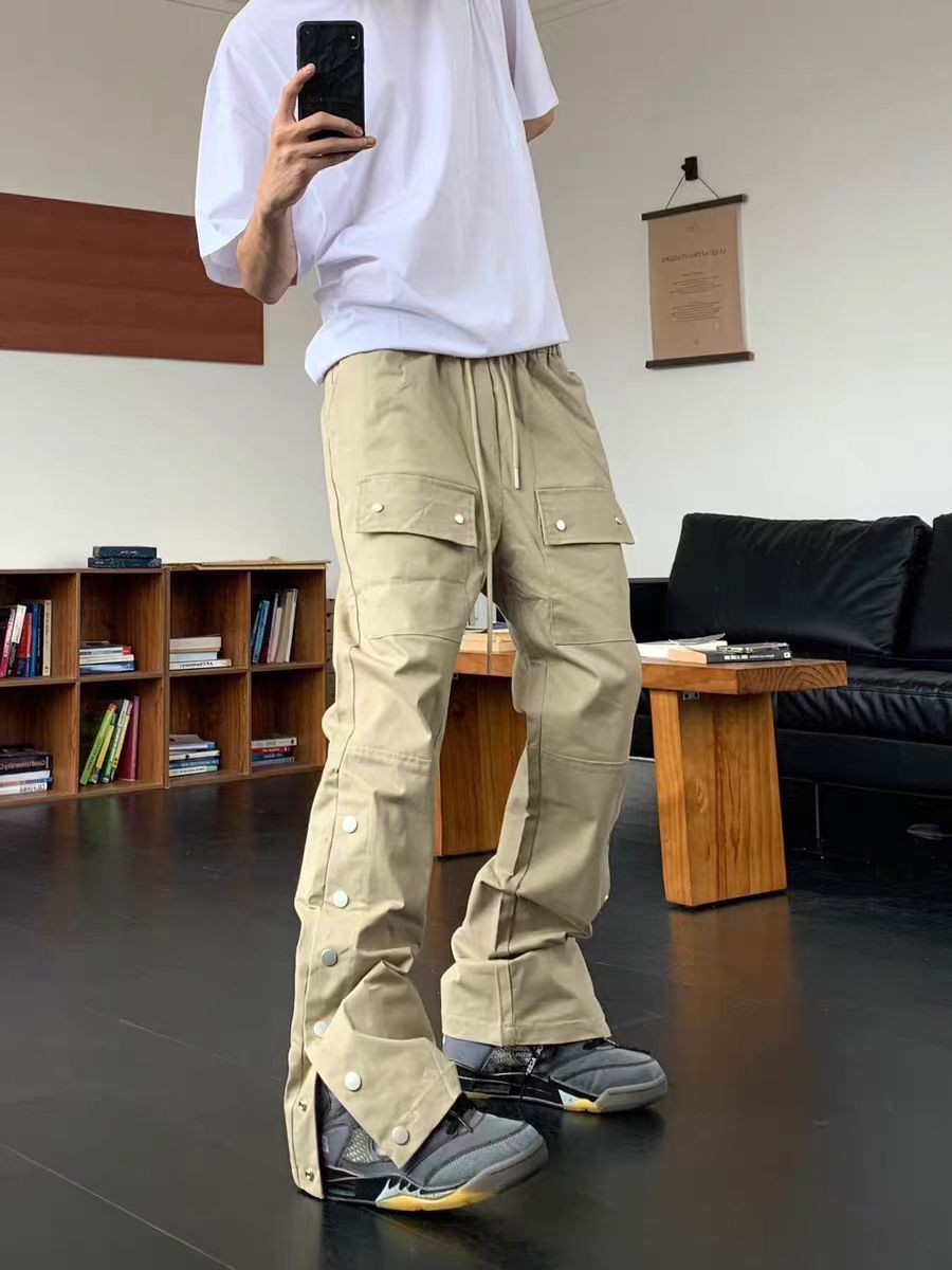 Japanese Brand × Vintage Buttoned khaki casual micro flare hip hop pants Size US 32 / EU 48 - 1 Thumbnail