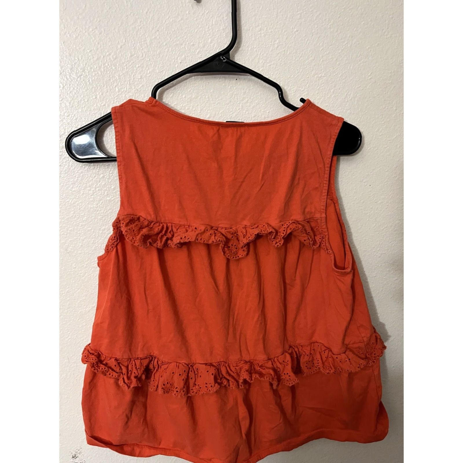 J.Crew J.CREW Orange Ruffle Tank Top Shirt Sleeveless Medium Womens Size M / US 6-8 / IT 42-44 - 3 Thumbnail