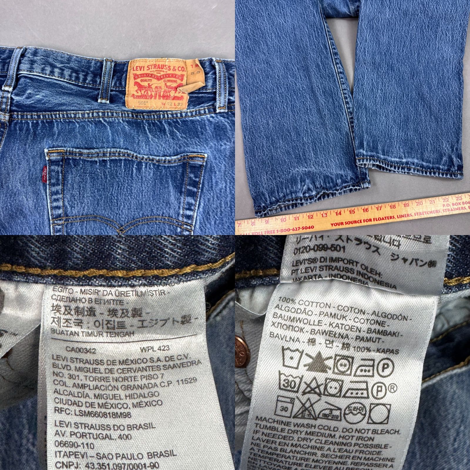 Levi's Levi's 501 Jeans Mens 42x32 Blue Distressed Button Fly Workwear Chore Pants Straight 5-Pocket Denim Regular Size Type: Jeans Size US 42 / EU 58 - 8 Thumbnail