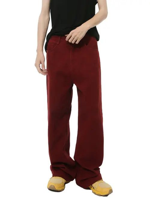 Japanese Brand × Jean Retro loose straight leg red high street jeans Size US 32 / EU 48 - 2 Thumbnail