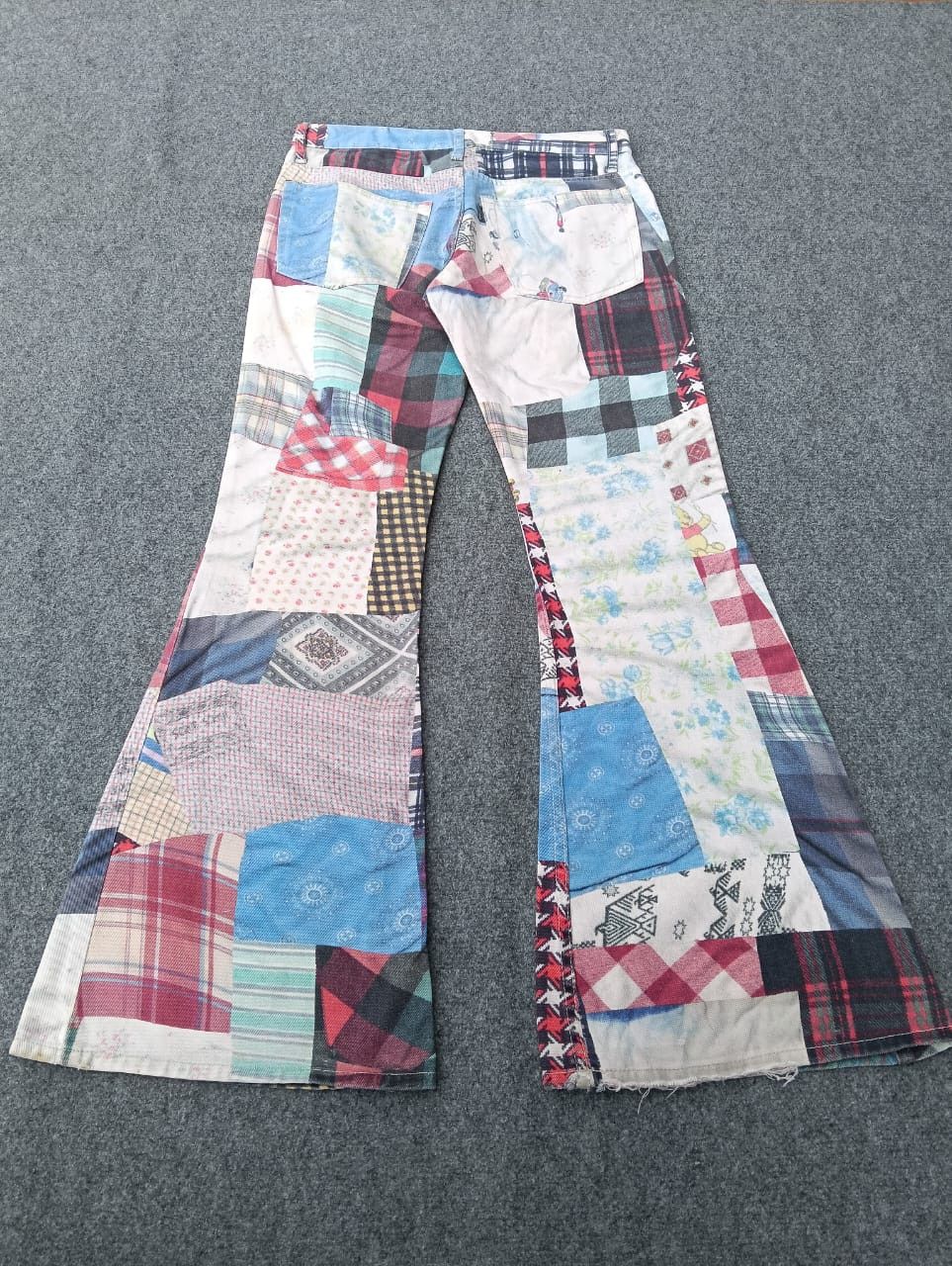 Japanese Brand Muchacha patchwork Flare pants - rare vintage style. Size 28" / US 6 / IT 42 - 3 Thumbnail