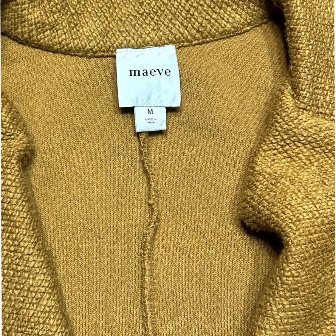 Vintage Maeve Knit Jacket Blazer Button Long Sleeve Mustard Yellow Womens M Casual Boho Solid Quilted Open Pockets Oversized Cotton Knit Size M / US 6-8 / IT 42-44 - 5 Thumbnail