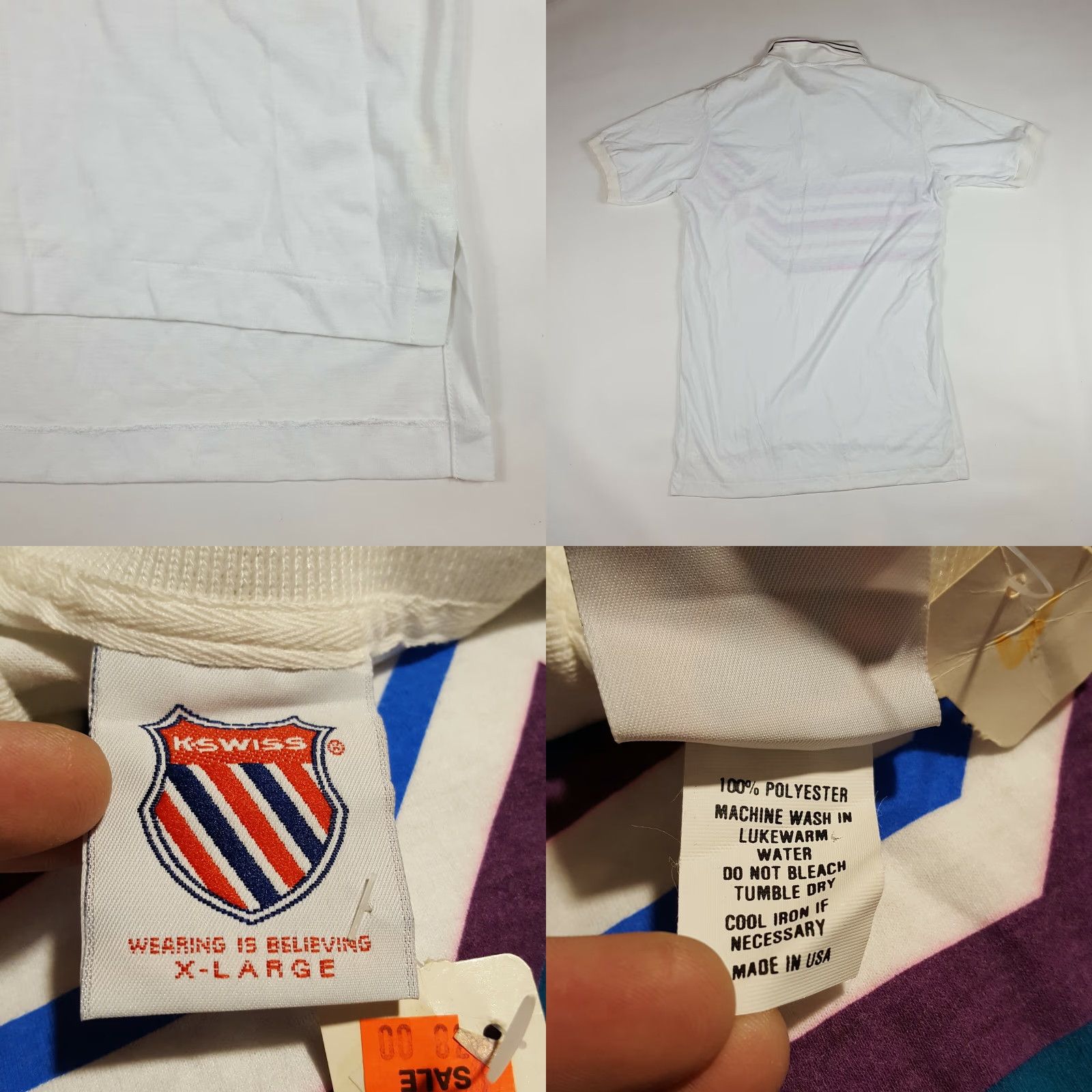 K-Swiss VINTAGE K-Swiss Polo Shirt MENS XL Golf Tennis Short Sleeve USA Made Striped White 90s Retro Casual Sports Polo Shirt Size US XL / EU 56 / 4 - 8 Thumbnail