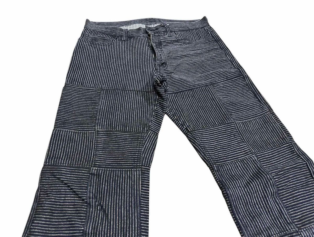 If Six Was Nine × Japanese Brand × Tornado Mart 🔥 Difference Rupert Flared Denim Cross Striped Patchwork Size US 30 / EU 46 - 2 Thumbnail