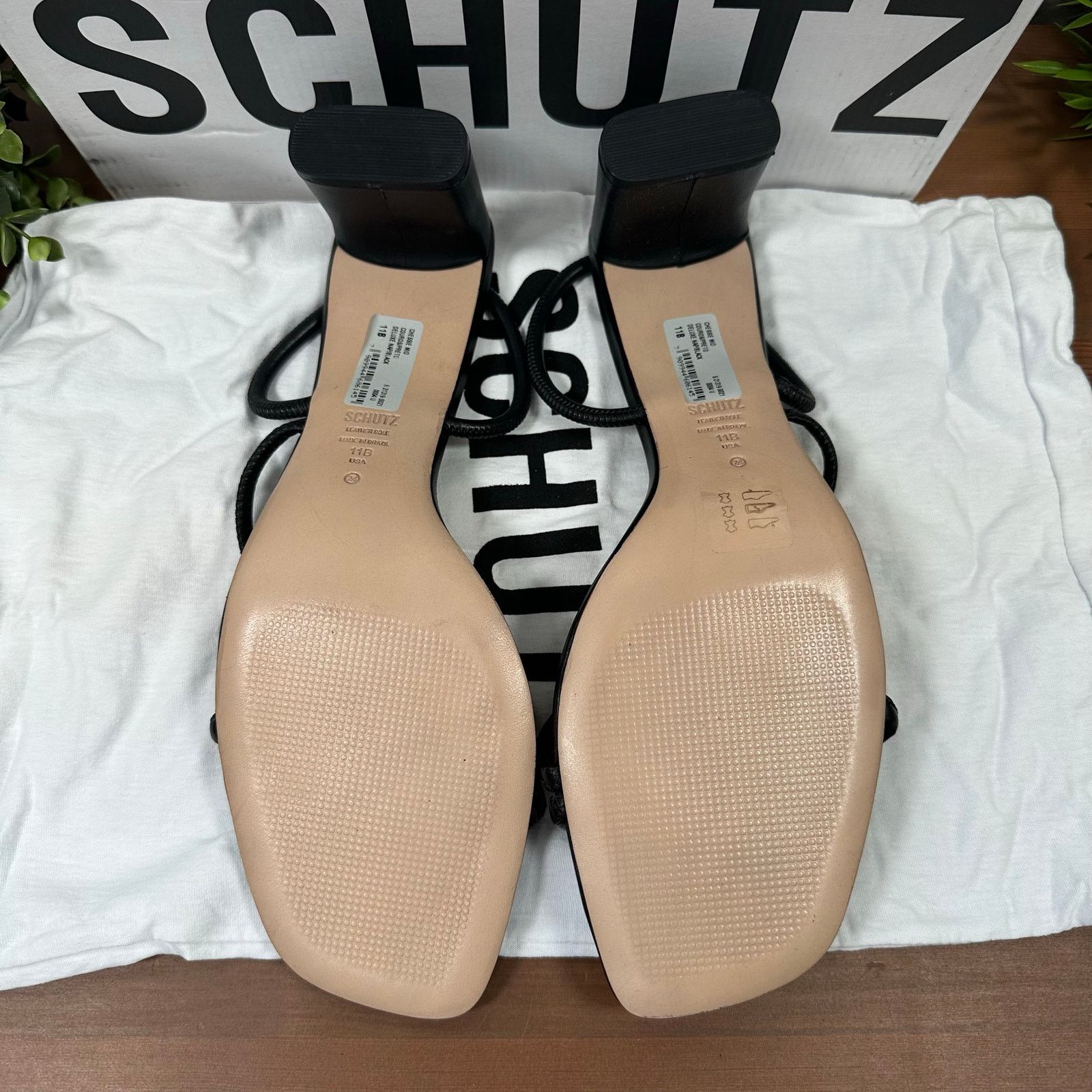 SCHUTZ Schutz Chessie Mid Leather Mid Heel Sandals Black Size 11 Size US 11 / IT 41 - 6 Thumbnail