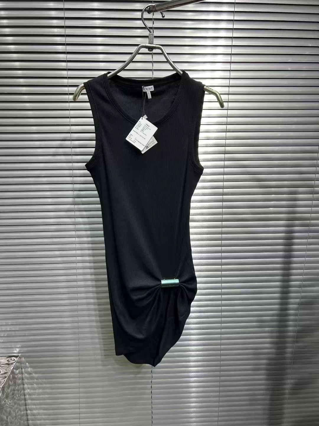 Loewe Black Waffle Knit Sleeveless Dress