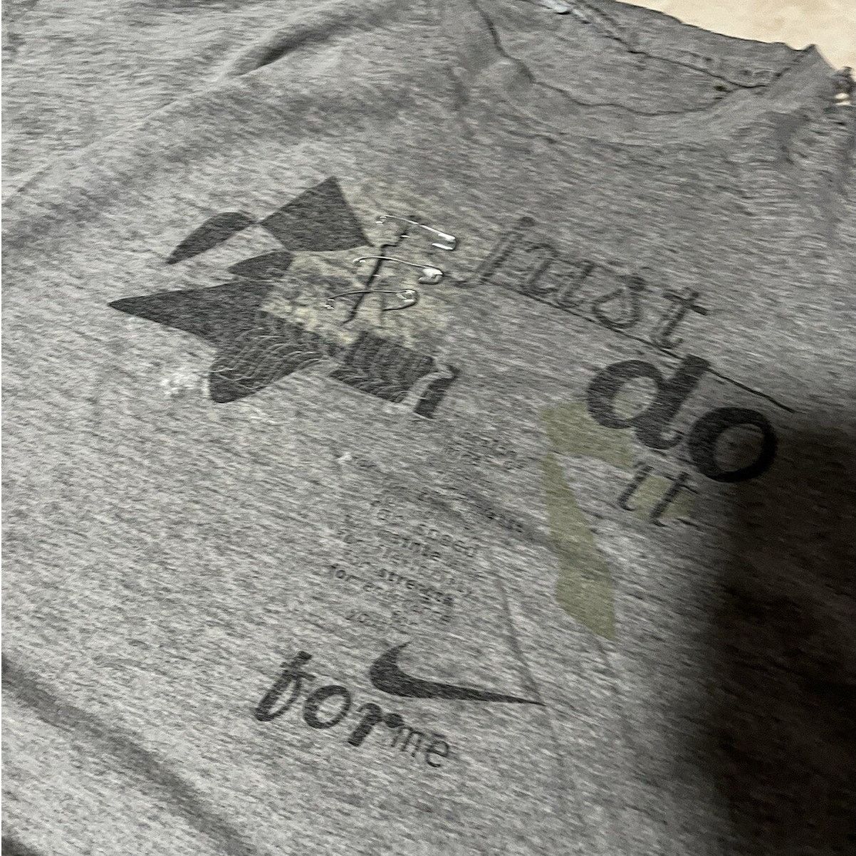 Nike Vintage 1990s Nike Boxy Thrashed Faded Pins Just Do It Size US XL / EU 56 / 4 - 2 Thumbnail