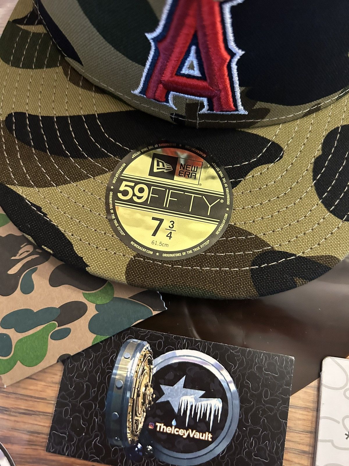 Bape × MLB × New Era Bape x MLB Green Camo LAA Fitted Hat Size ONE SIZE - 2 Thumbnail