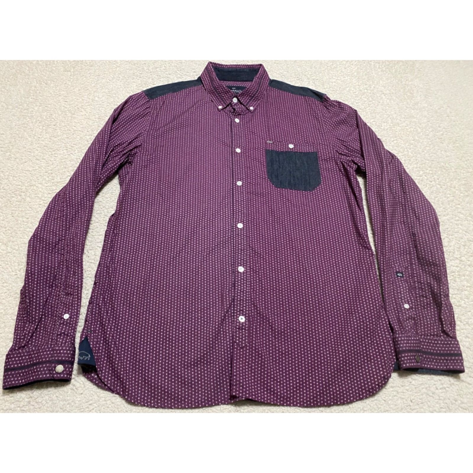 Buffalo David Bitton Buffalo by David Bitton Shirt Mens XL Button-Down L/S Purple Geometric Slim Fit Size US XL / EU 56 / 4 - 3 Thumbnail