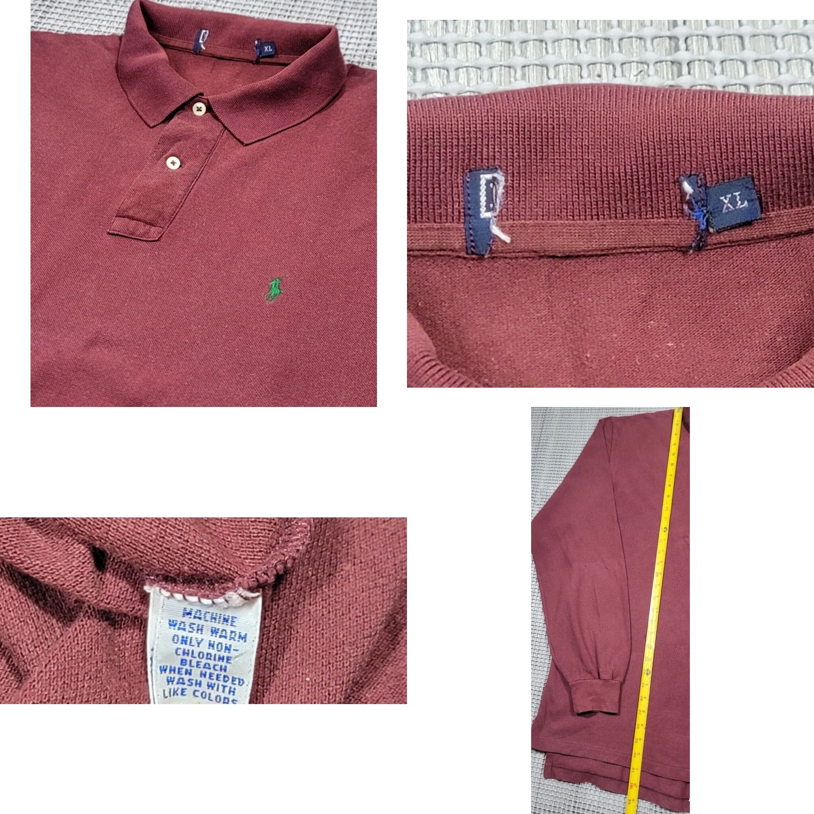 Polo Ralph Lauren Polo Ralph Lauren Polo Shirt XL Red Long Sleeve Button Collar Trim Embroidered Logo 90s Pony Vintage Style Mens Size US XL / EU 56 / 4 - 8 Thumbnail