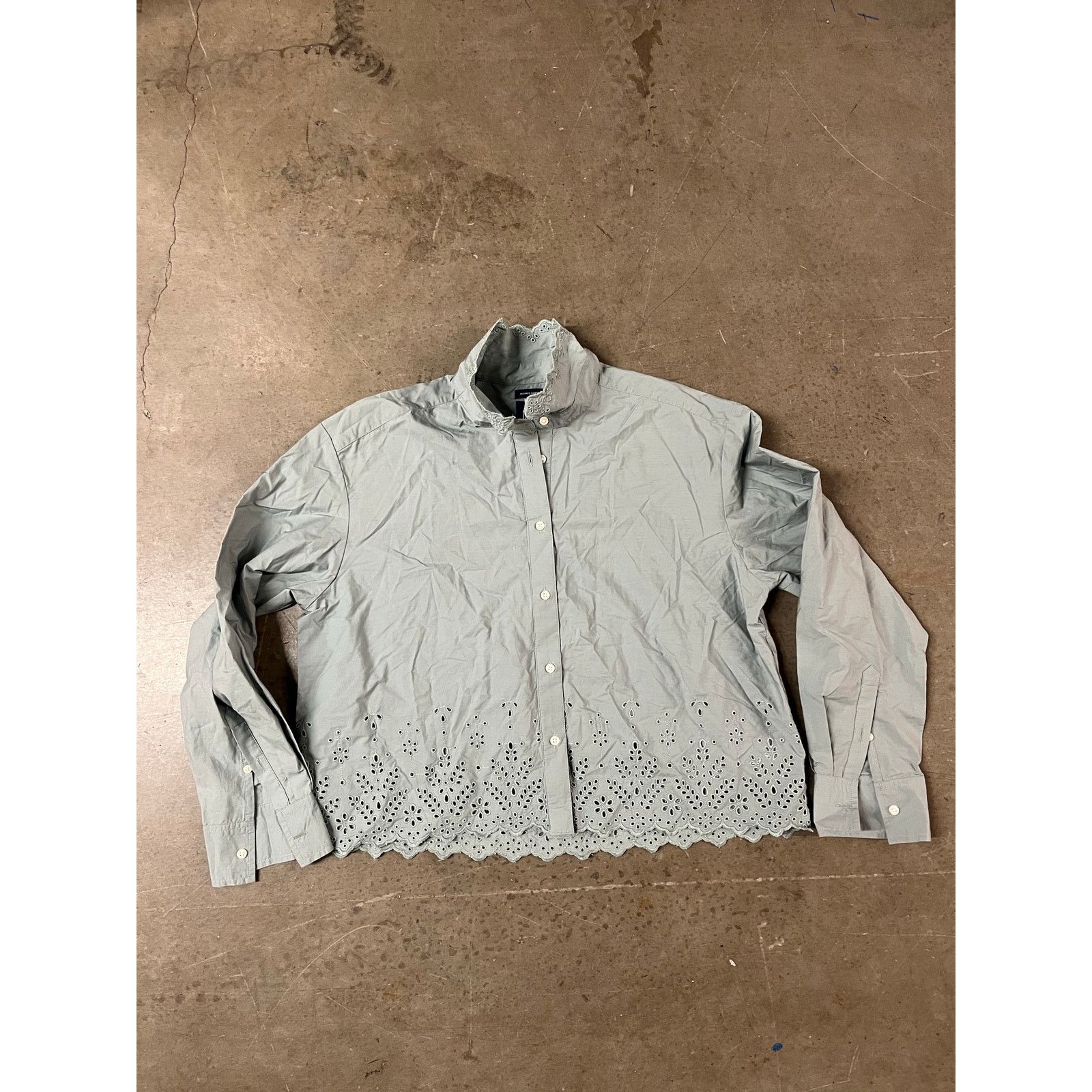 Gap Gap Women -Green Scalloped Hem Eyelet Cropped Shirt/ S /NWOT Size S / US 4 / IT 40 - 5 Thumbnail