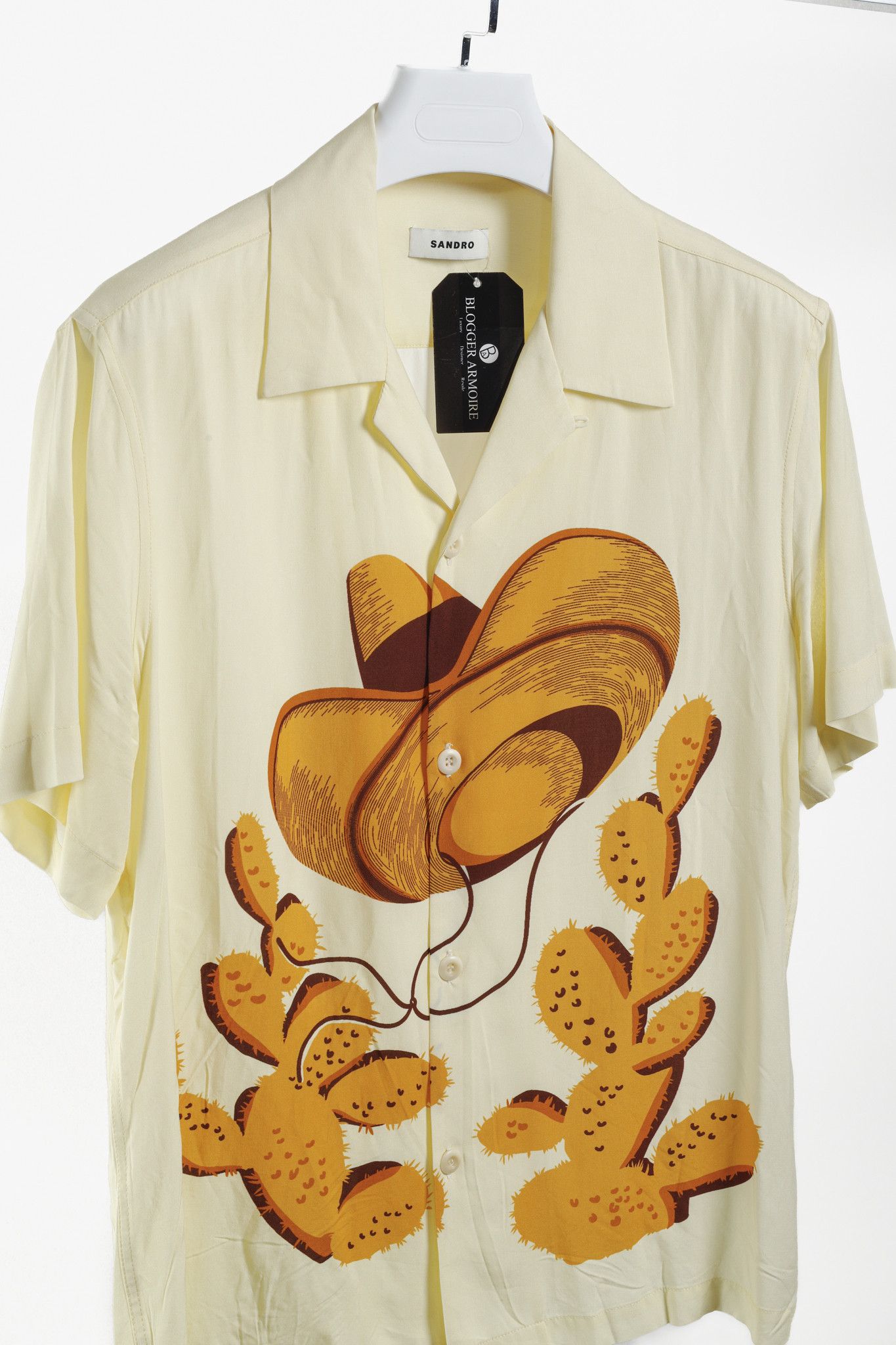 Sandro Sandro 2022 Yellow Cactus Graphic Printed Shirt Size M / US 6-8 / IT 42-44 - 3 Thumbnail