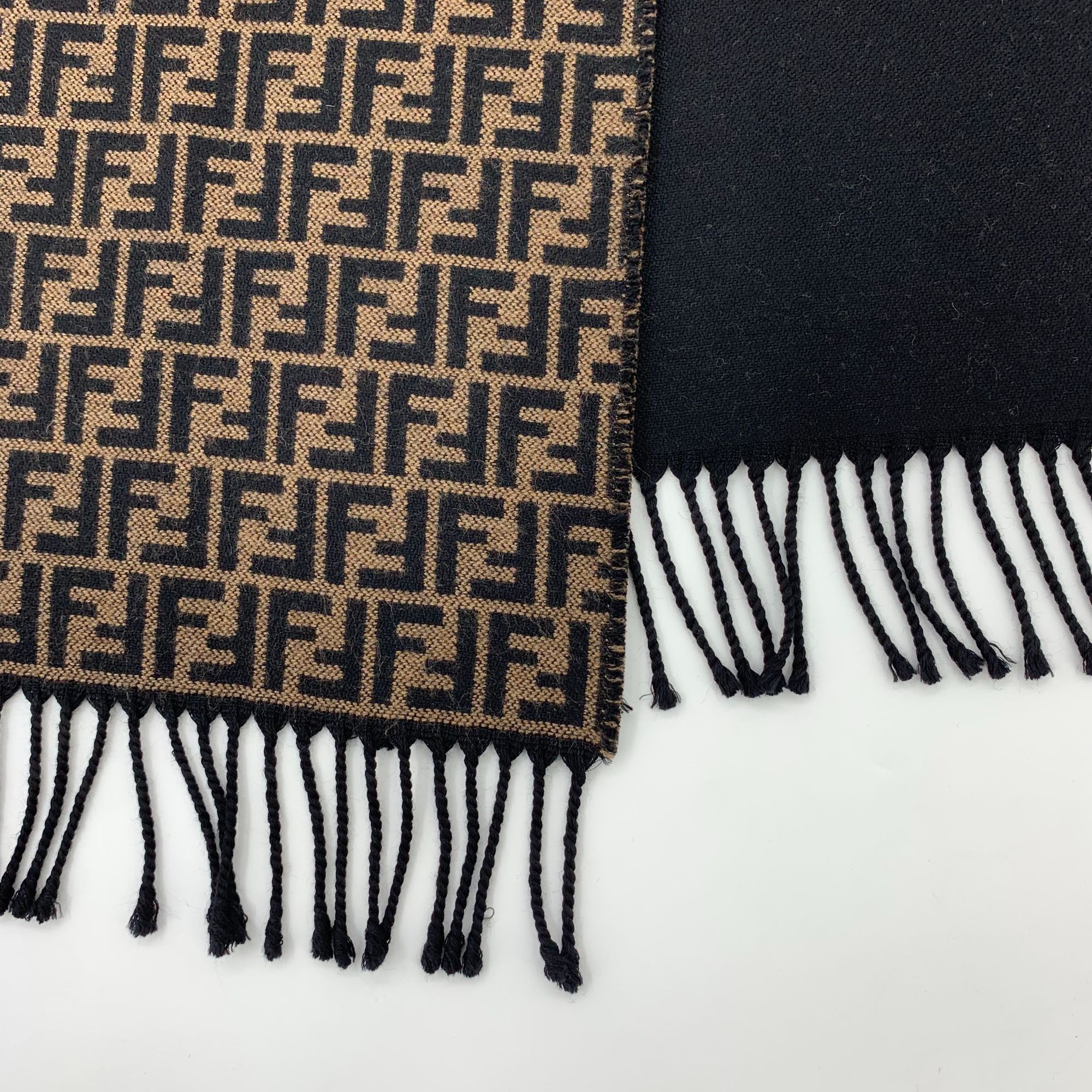 Fendi Fendi Womens Double-Sided Zucca Logo Wool & Cashmere Scarf W Size ONE SIZE - 3 Thumbnail