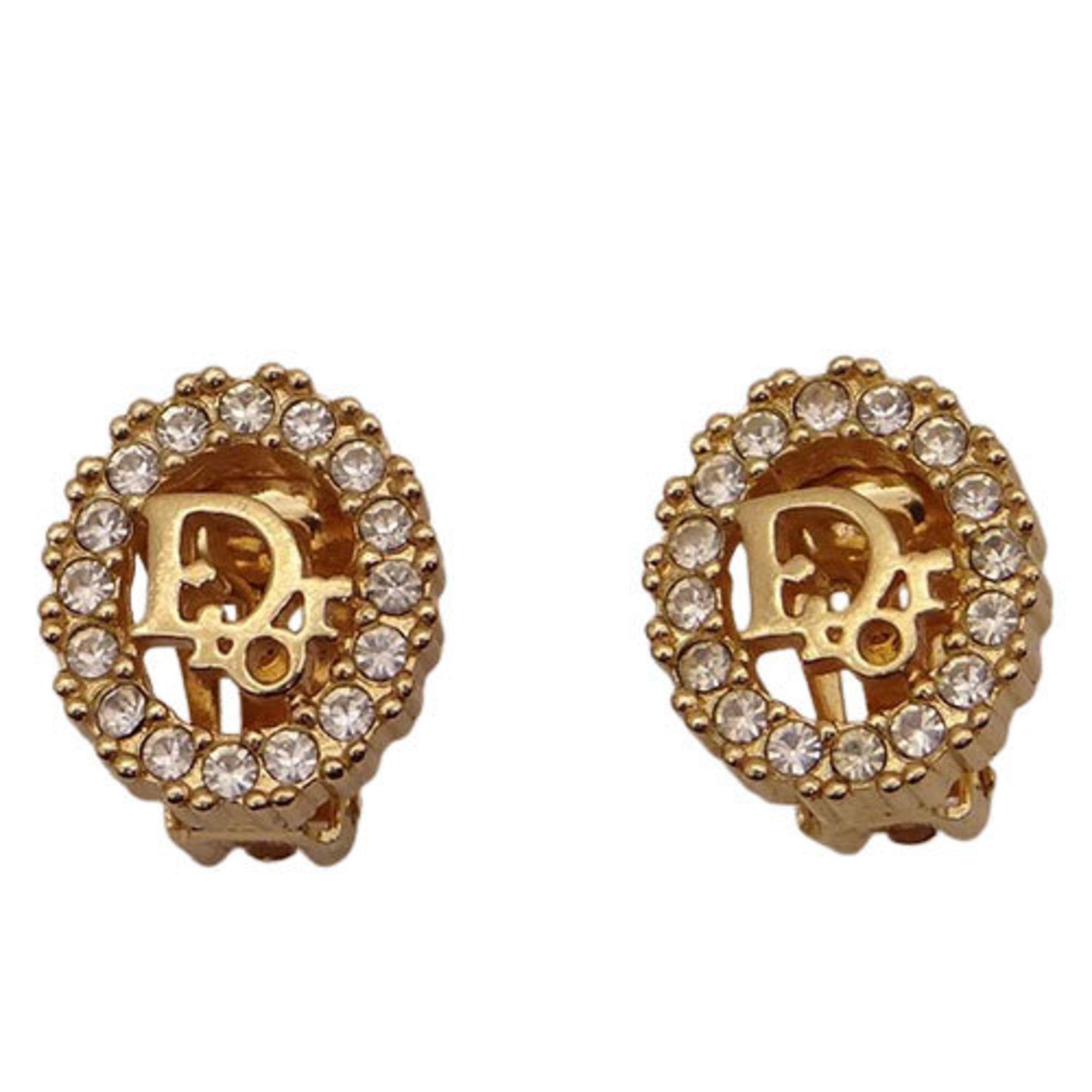 image of Christian Dior Dior Earrings Women's Brand Transparent Stone Gold