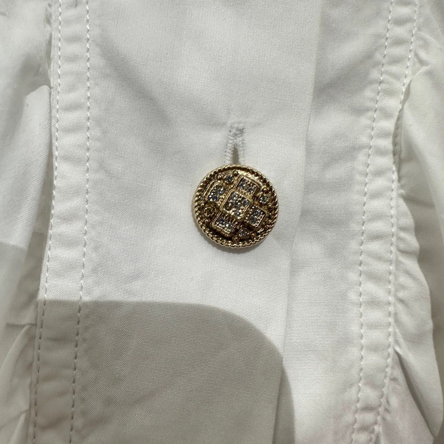 Chanel Chanel Women's 22A may214 Ruffle Crystal Shirt 36 Cotton Size XS / US 0-2 / IT 36-38 - 6 Thumbnail