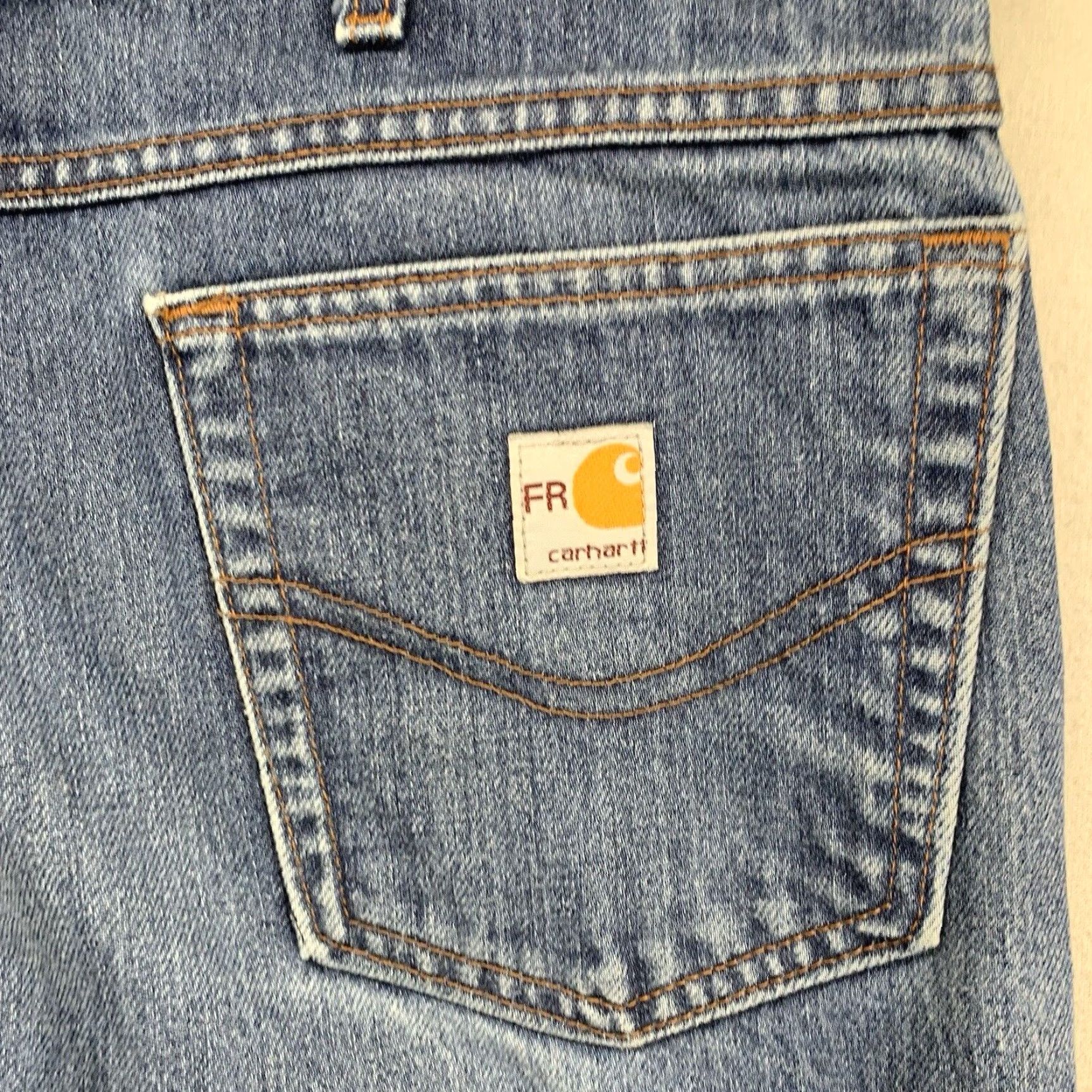 Carhartt VINTAGE Carhartt FR Flame Resistant Jeans Men's 38x33 Denim Work Pants Straight Fit Blue Size US 38 / EU 54 - 3 Thumbnail