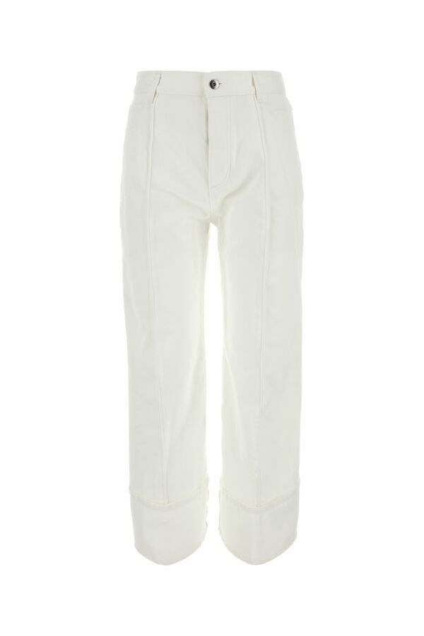 Bottega Veneta o1n1vont1225 Curved Shape Denim Jeans in White Size 26" / US 2 / IT 38 - 1 Thumbnail